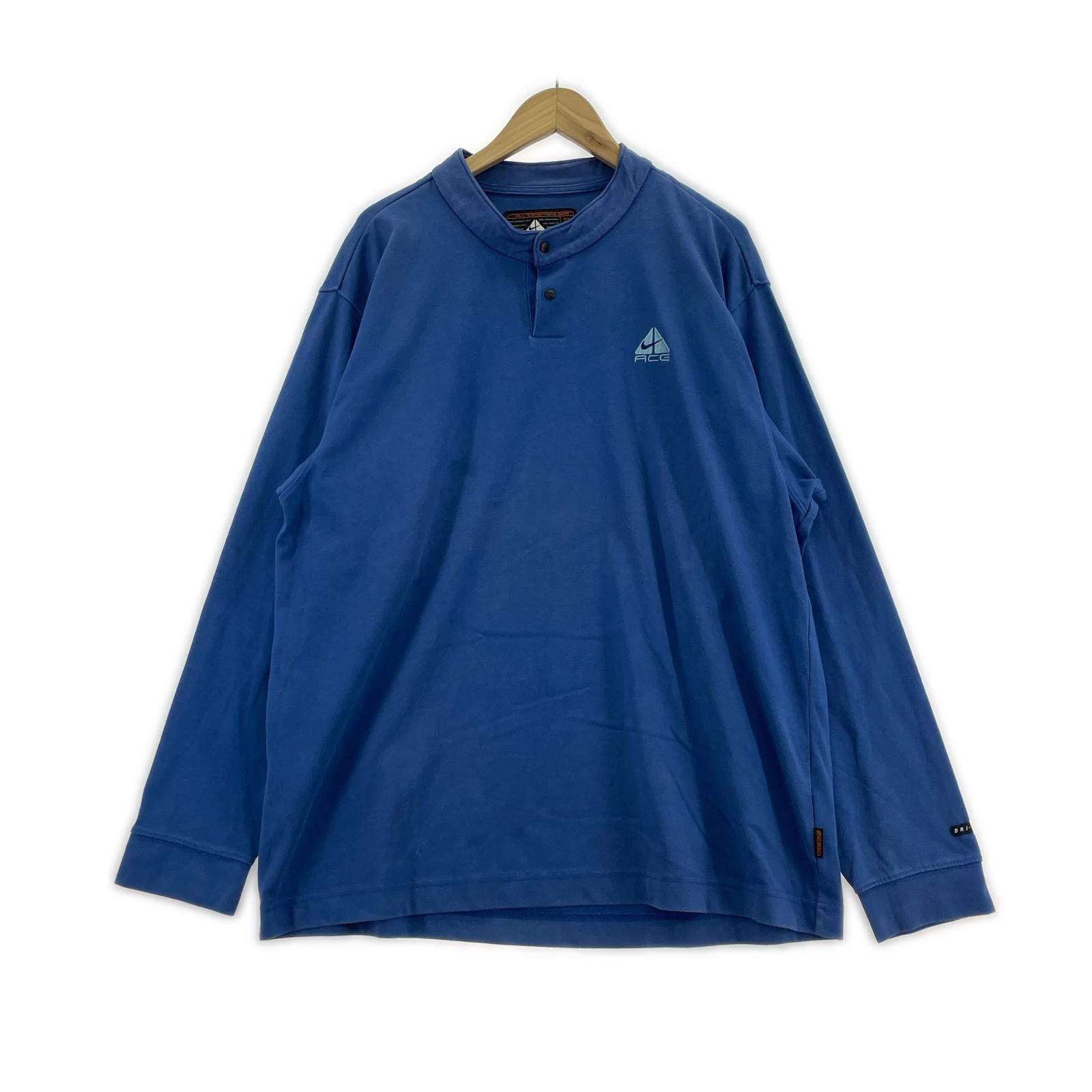 長袖Tシャツ ACG 90s ハーフボタンカットソー 青(XL) ブルー