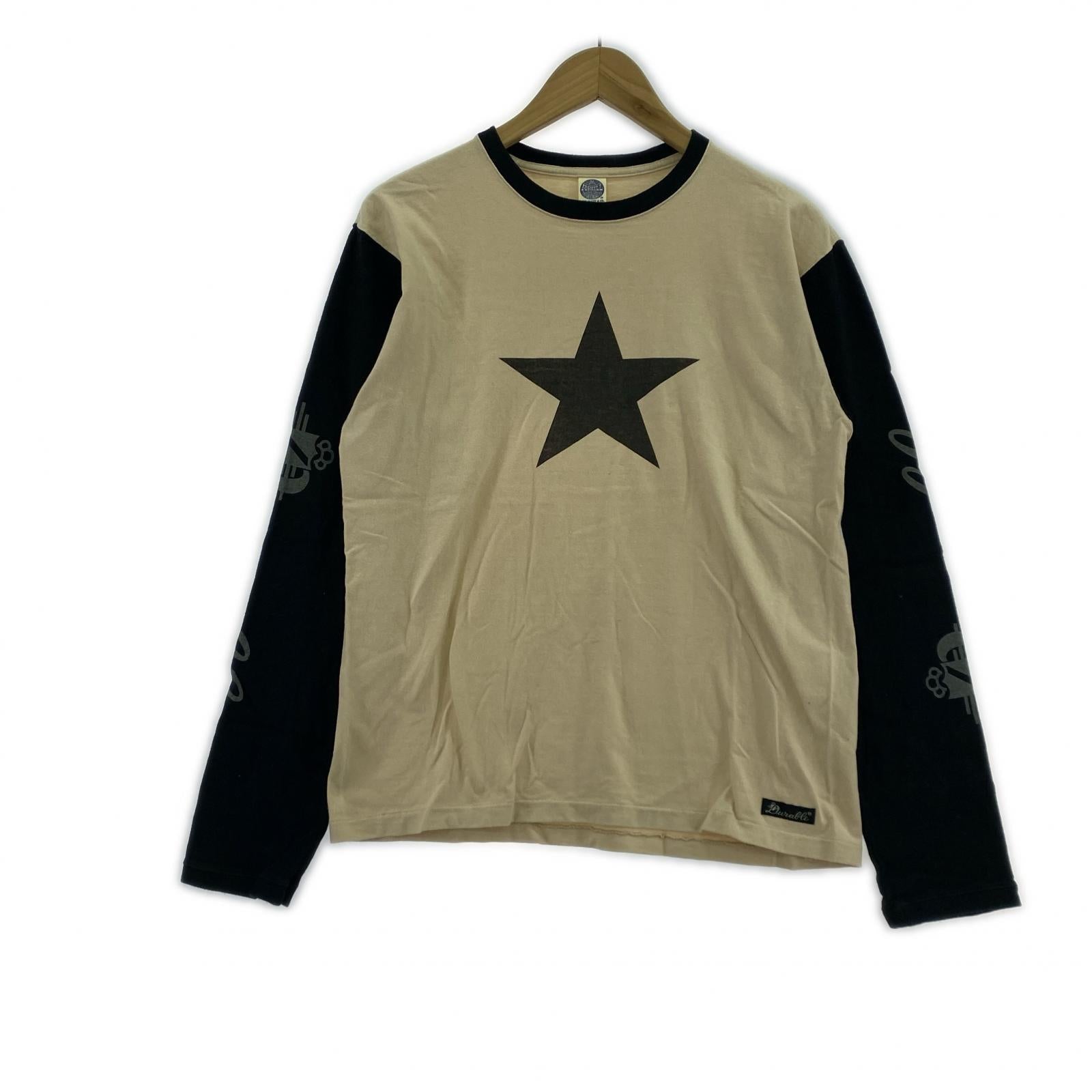 長袖Tシャツ スター スリーププリント 白黒 (M) M