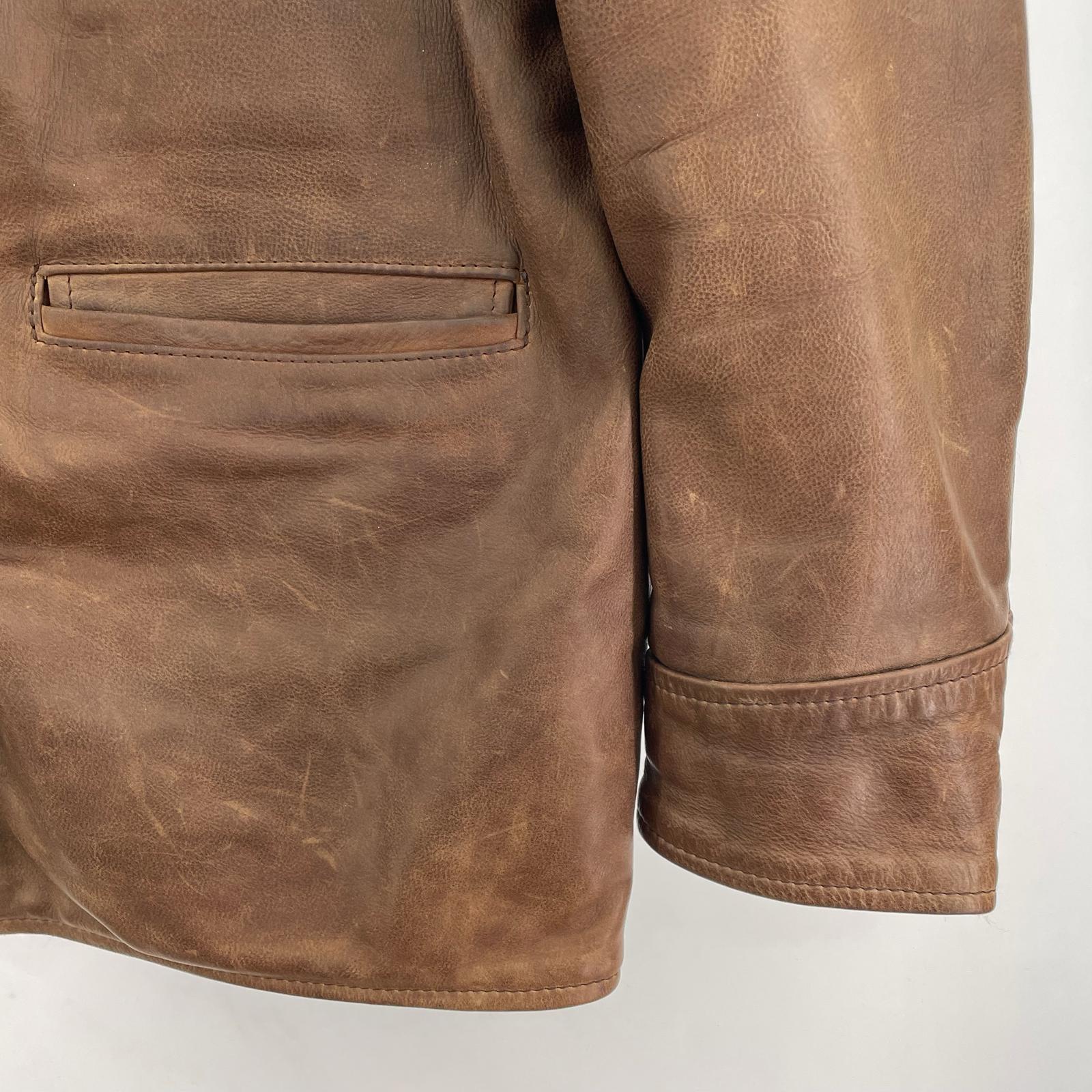 レザージャケット AERO LEATHER レザーカーコート 40 茶 40 ブラウン