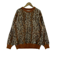 ニット WACKO MARIA LEOPARD MOHAIR CREW NECK SWEATER M 茶 M ブラウン