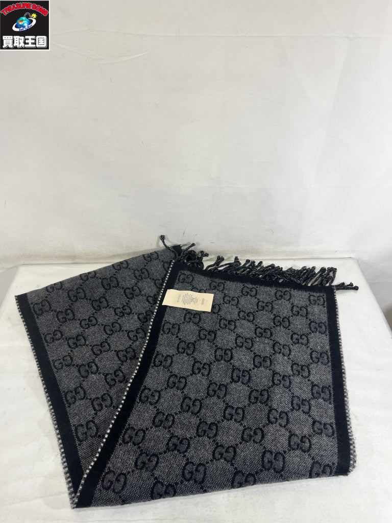 GUCCI タッセル付き GGジャガードパターン ニット スカーフ 6766104G200