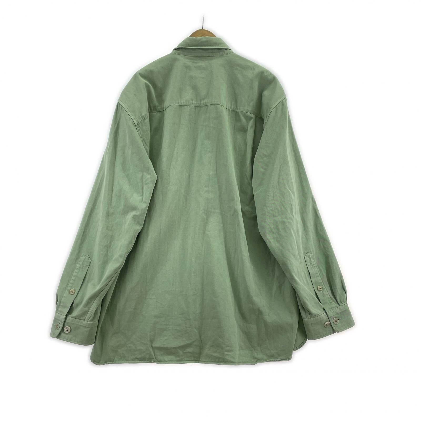 長袖シャツ シャツジャケット 緑 M グリーン
