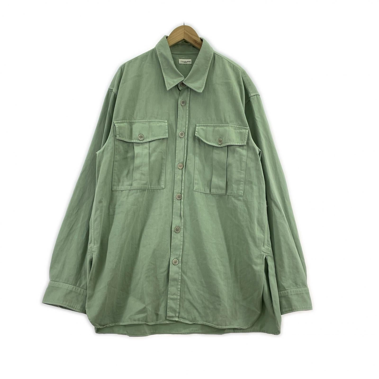 長袖シャツ シャツジャケット 緑 M グリーン
