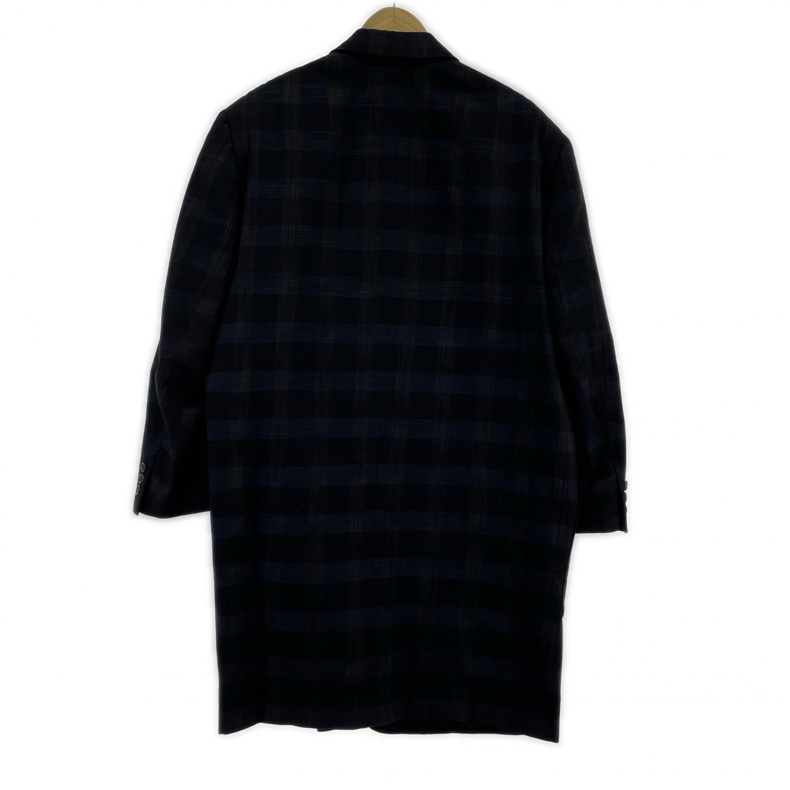 ジャケット COMME des GARCONS HOMME PLUS 80s ウールロングコート M ブラウン×ネイビー M