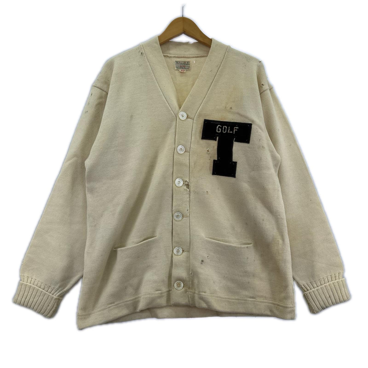 カーディガン 40s-50s頃 SAND KNITTING MILLS レタードカーディガン 42