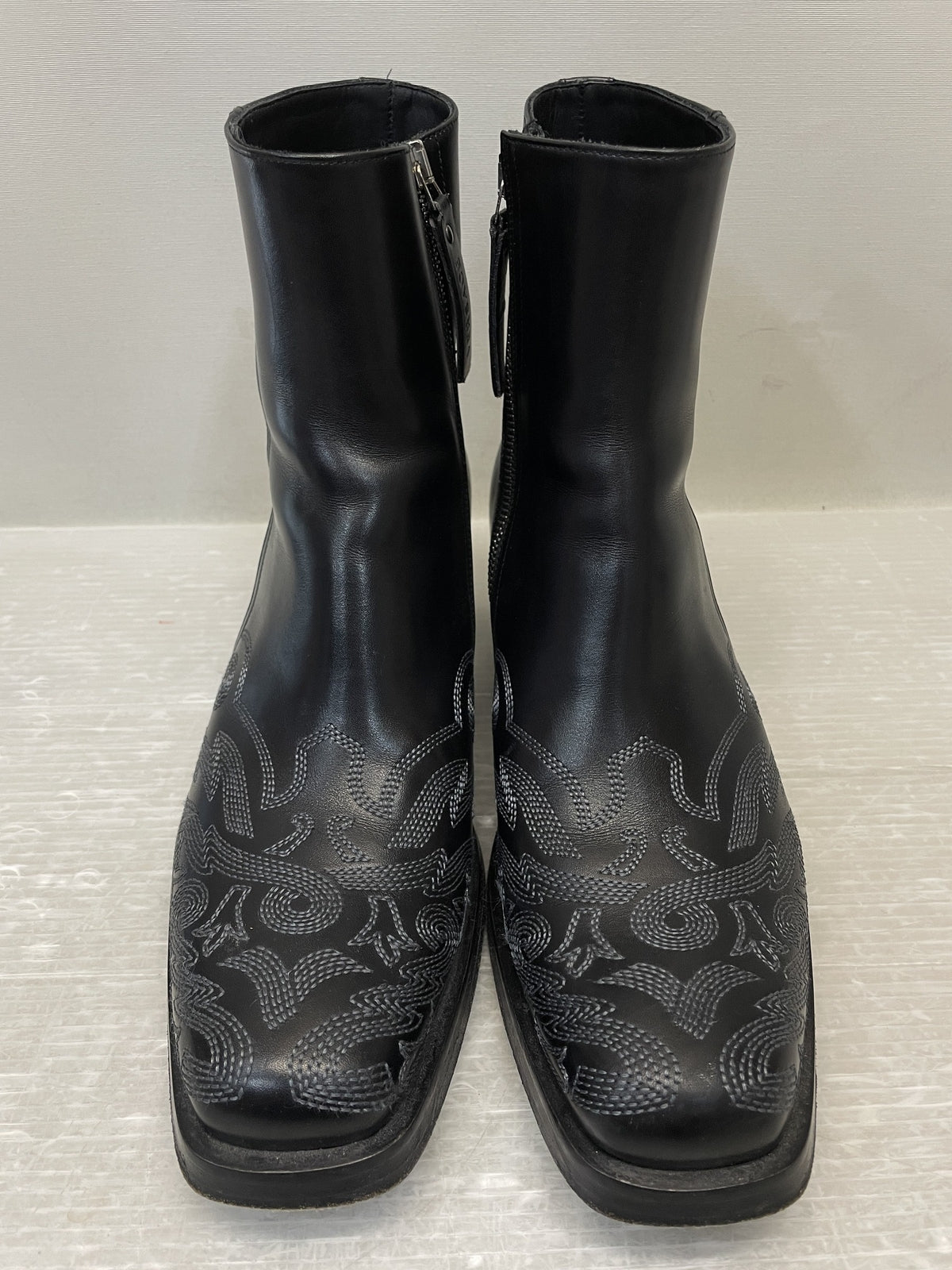VERSACE STIVALETTO VITELLO+RIC WESTERN ウエスタンブーツ 42 ブラック
