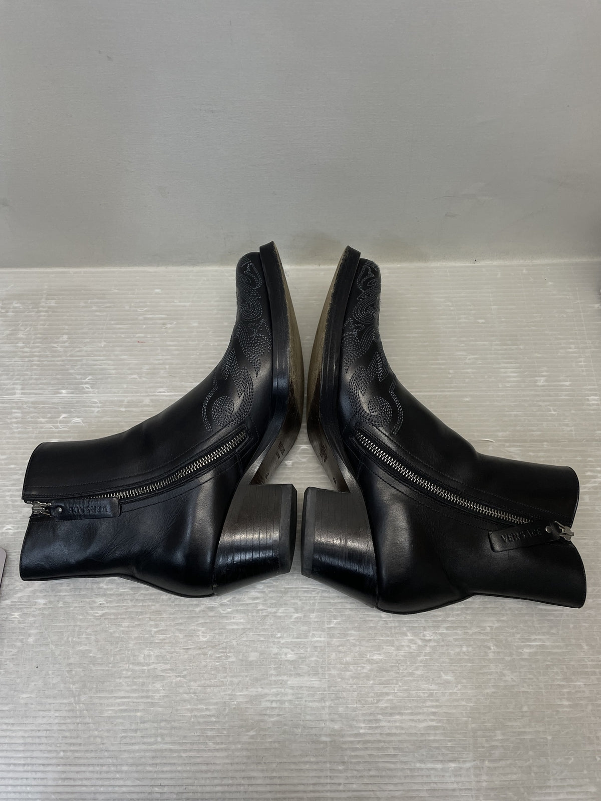 VERSACE STIVALETTO VITELLO+RIC WESTERN ウエスタンブーツ 42 ブラック