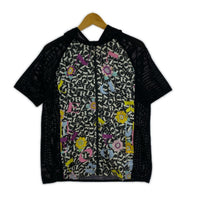 半袖Tシャツ メッシュ フード付 ロゴ 半袖パーカー ブラック