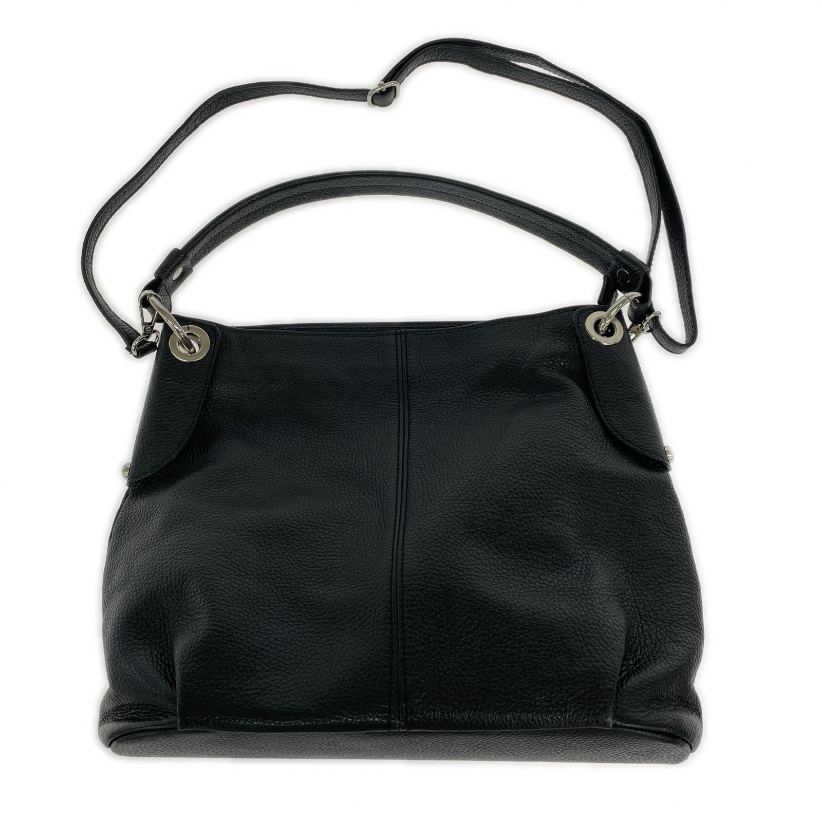 ショルダーバッグ BORSE IN PELLE 2WAY レザー 黒 ブラック