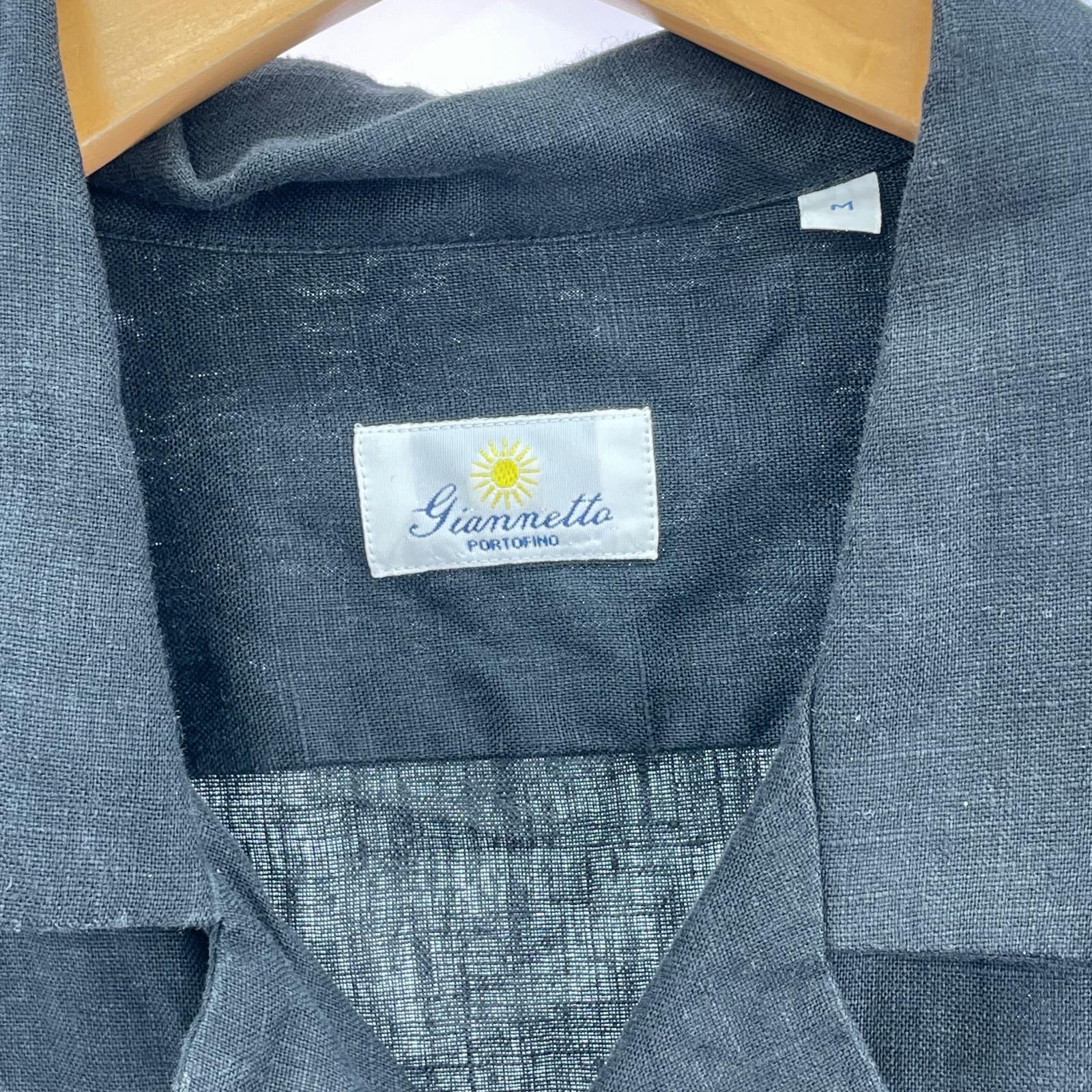 長袖シャツ Giannetto リネンシャツ M ブラック