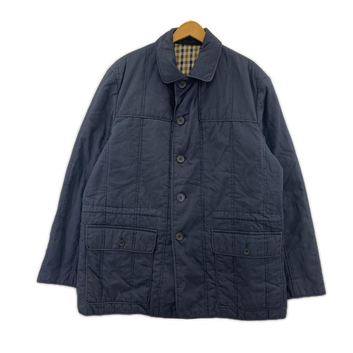 ジャケット 80s AQUASCUTUM ステンカラーコート 紺