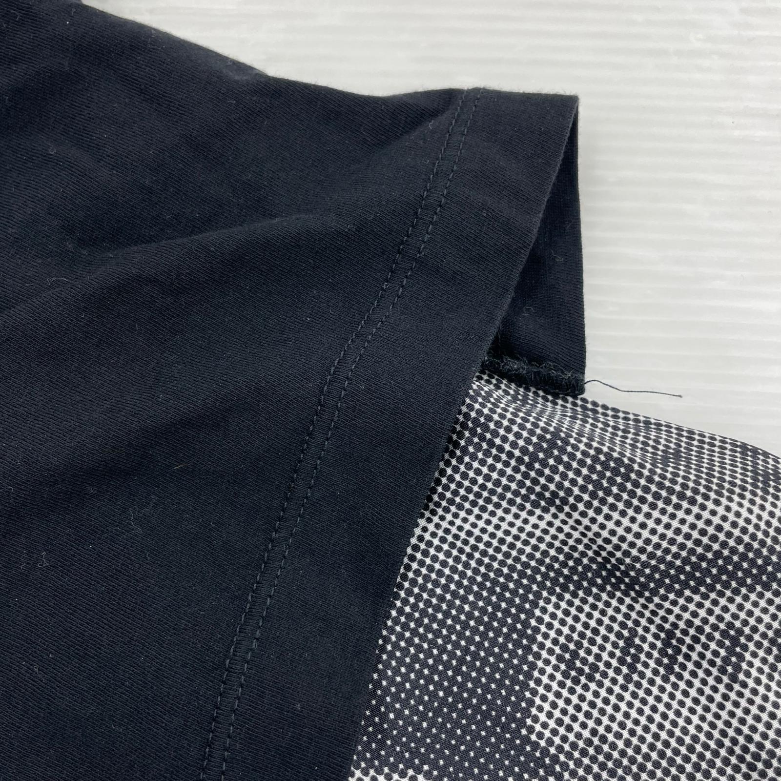 半袖Tシャツ プリントドッキングカットソー S ブラック