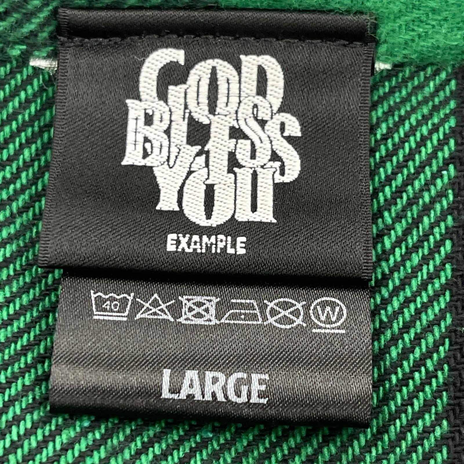 長袖シャツ GOD BLESS YOU チェックシャツ 緑 L L