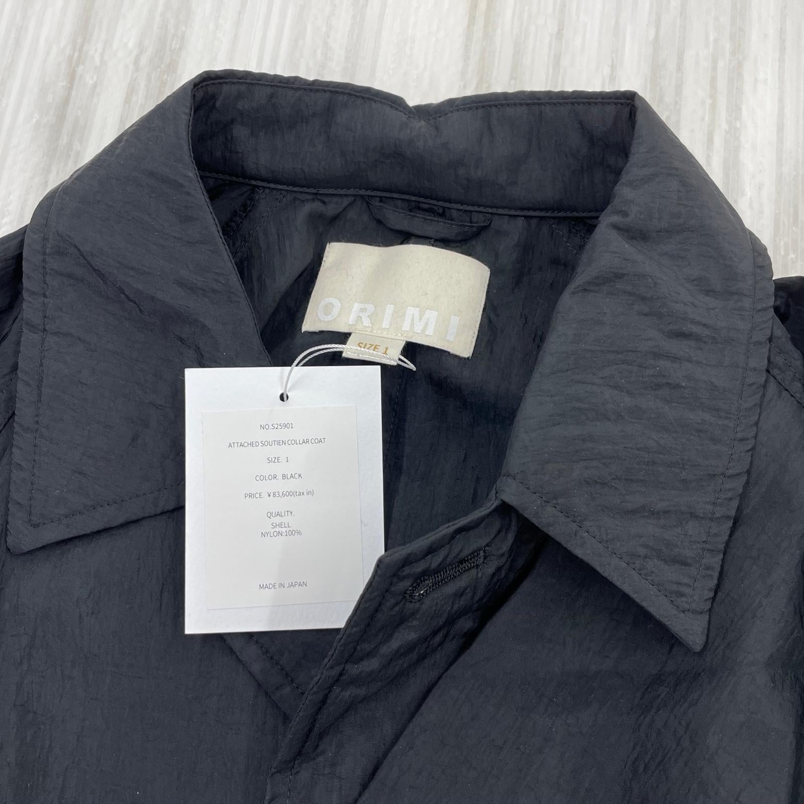 ジャケット ORIMI 25SS ATTACHED SOUTIEN COLLAR COAT ブラック