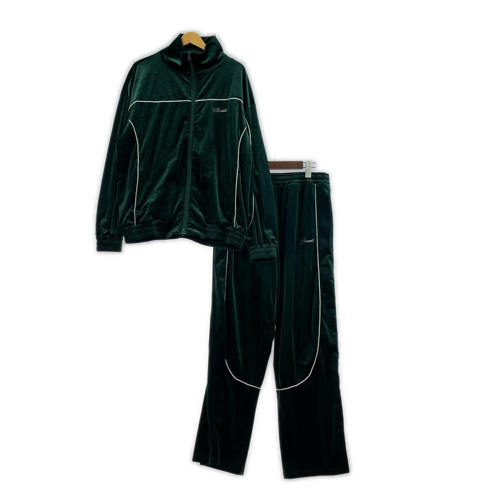セットアップ Breath script logo piping velour jacket M グリーン