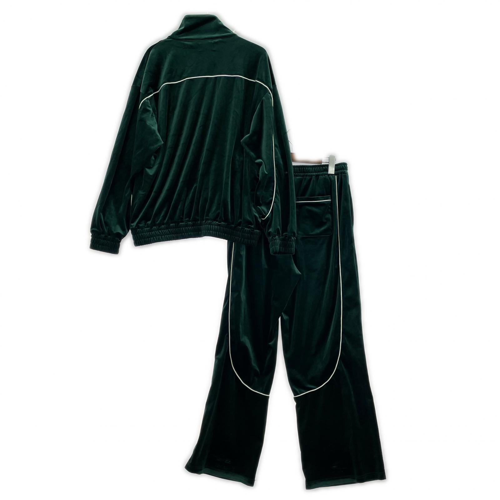 セットアップ Breath script logo piping velour jacket M グリーン
