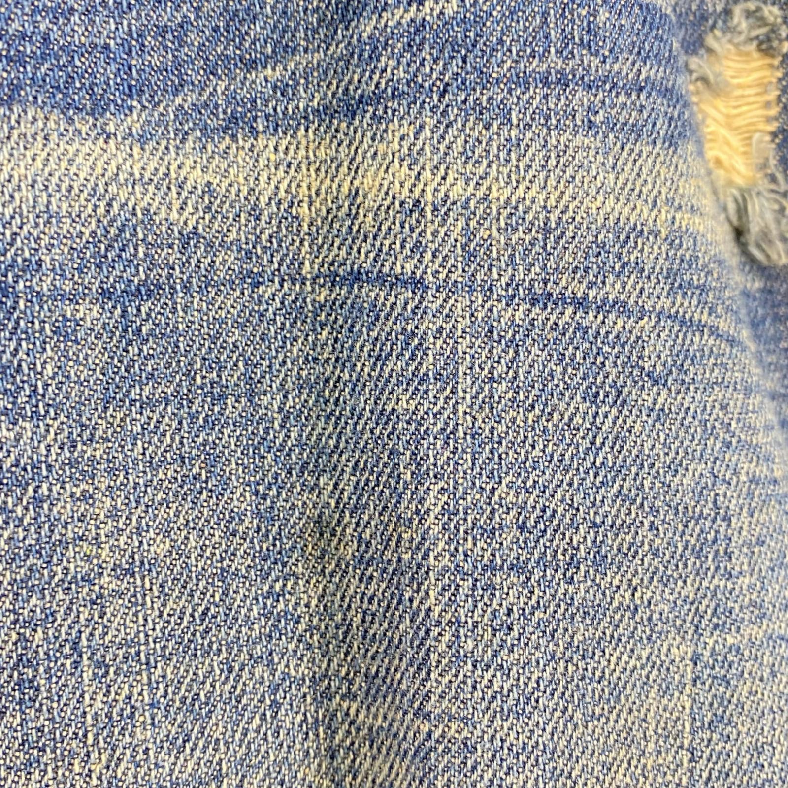 デニムパンツ 刺繍 ダメージ 36 ブルー