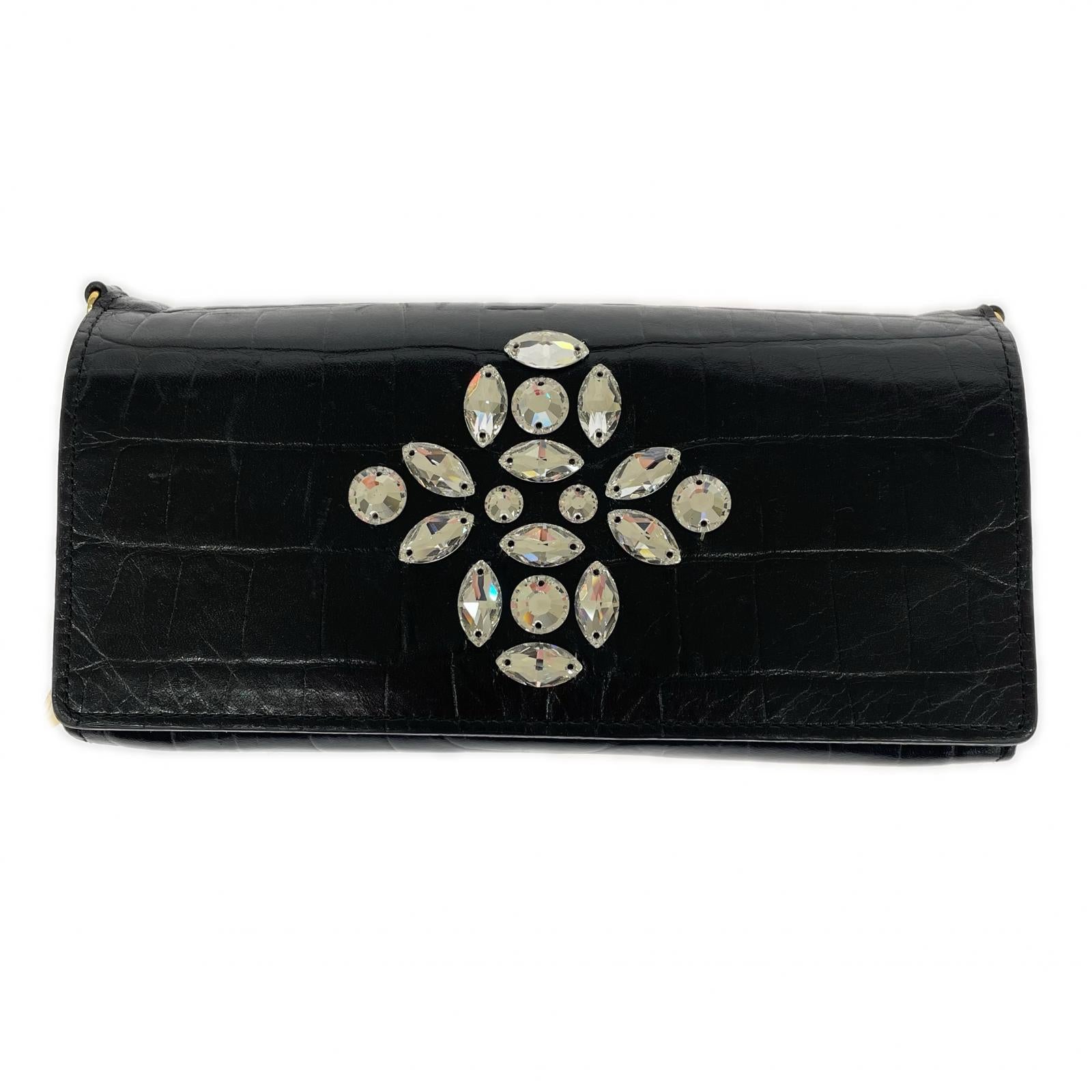 長財布 Accessoires De Mademoiselle ビジュー型押し ブラック