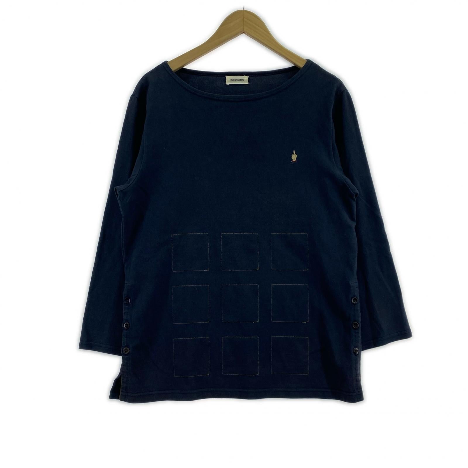 長袖Tシャツ UNDERCOVER FUCK刺繍 ボートネックカットソー 2 ネイビー 2 ネイビー
