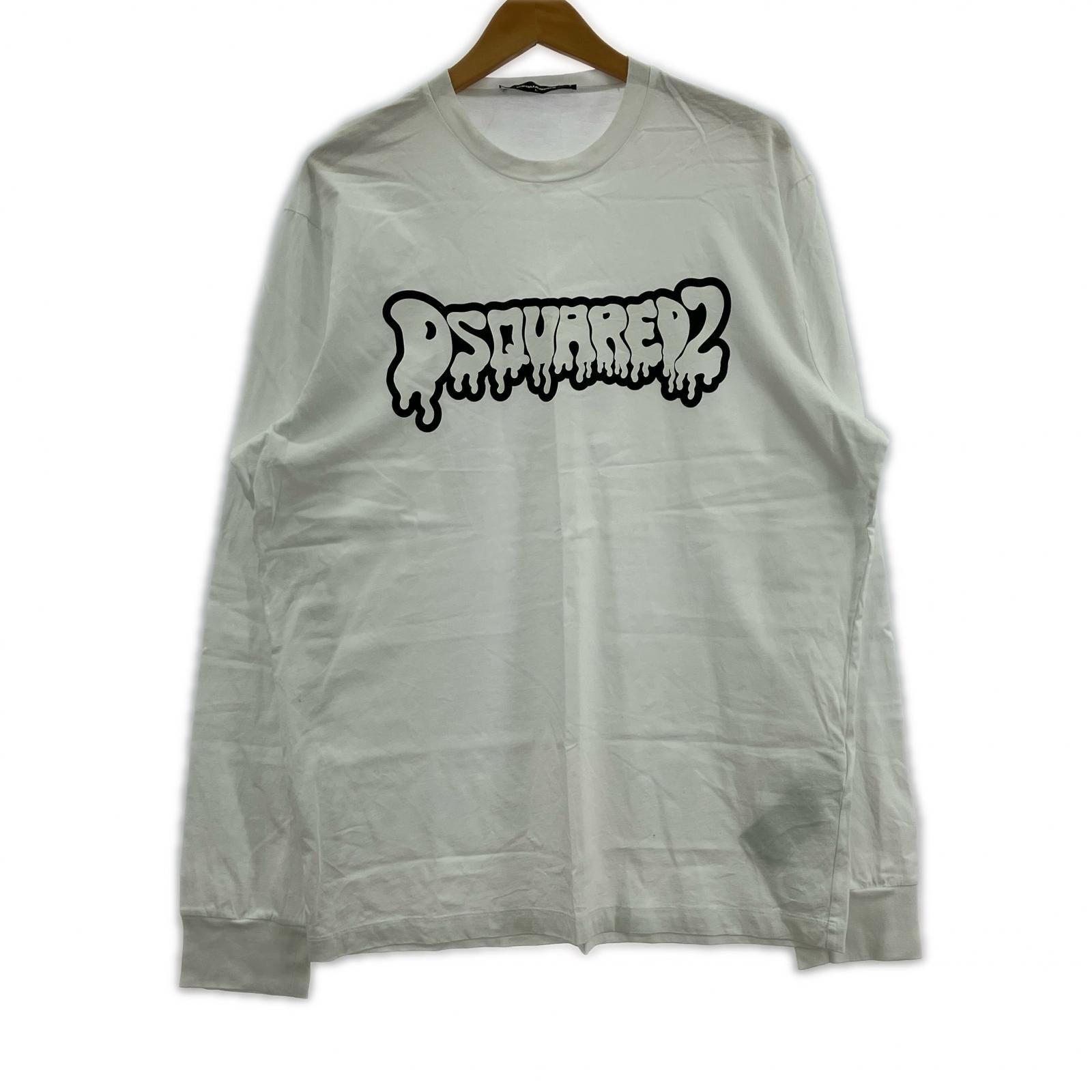 長袖Tシャツ ロゴプリント L/S Tee 白 L L ホワイト