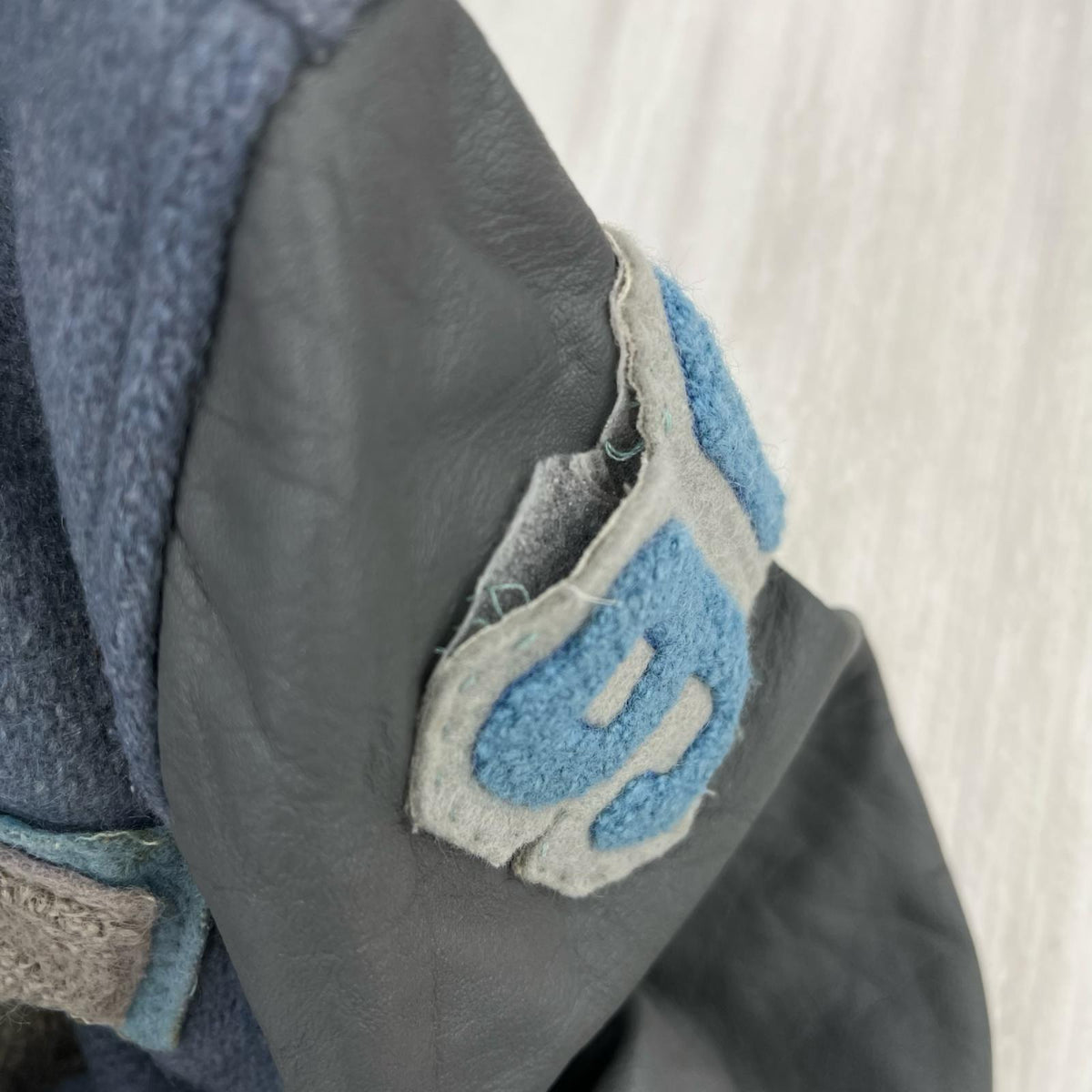 ブルゾン 80s レザー切替スタジャン BLU/GRY ブルー