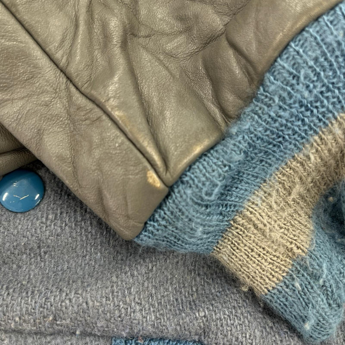 ブルゾン 80s レザー切替スタジャン BLU/GRY ブルー