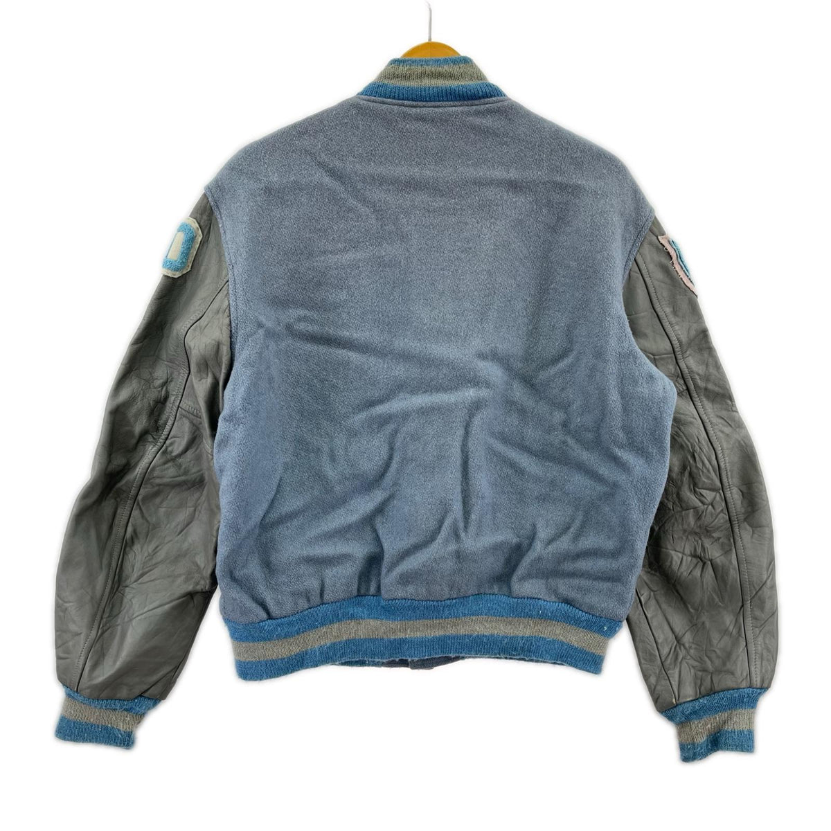 ブルゾン 80s レザー切替スタジャン BLU/GRY ブルー