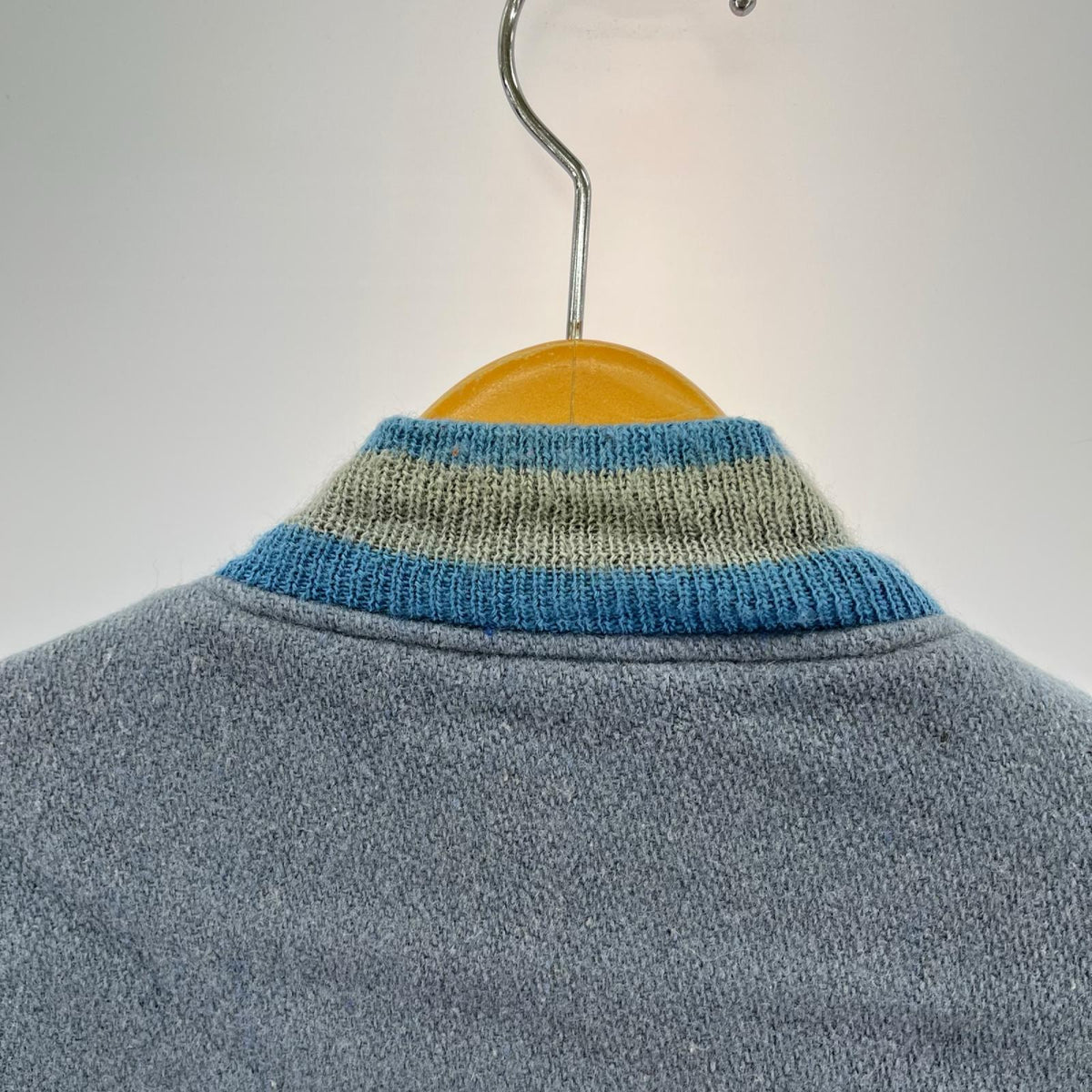 ブルゾン 80s レザー切替スタジャン BLU/GRY ブルー