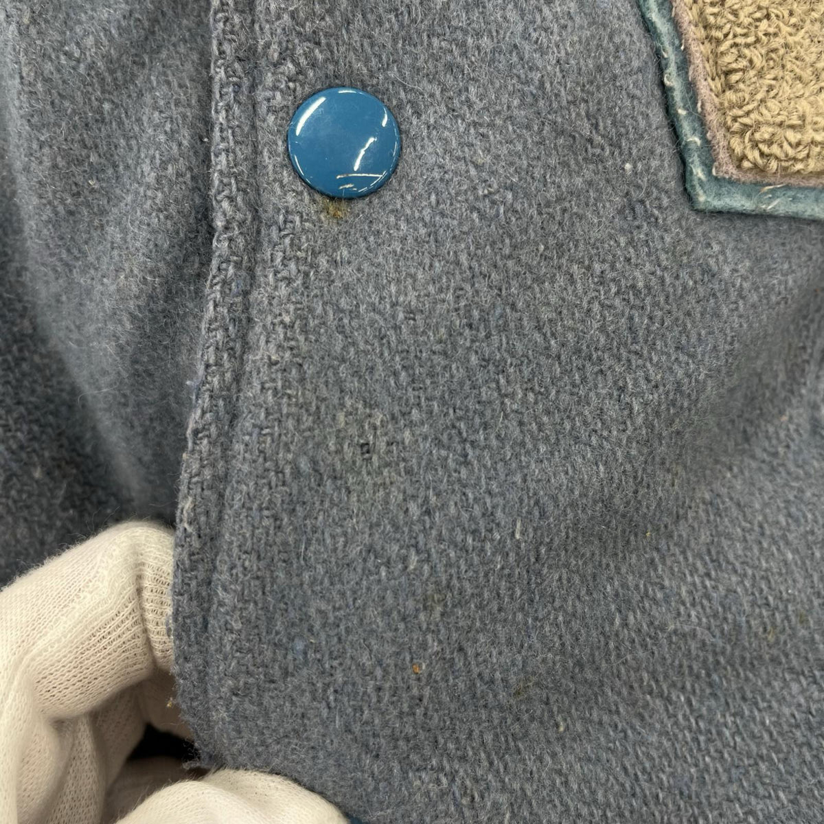ブルゾン 80s レザー切替スタジャン BLU/GRY ブルー