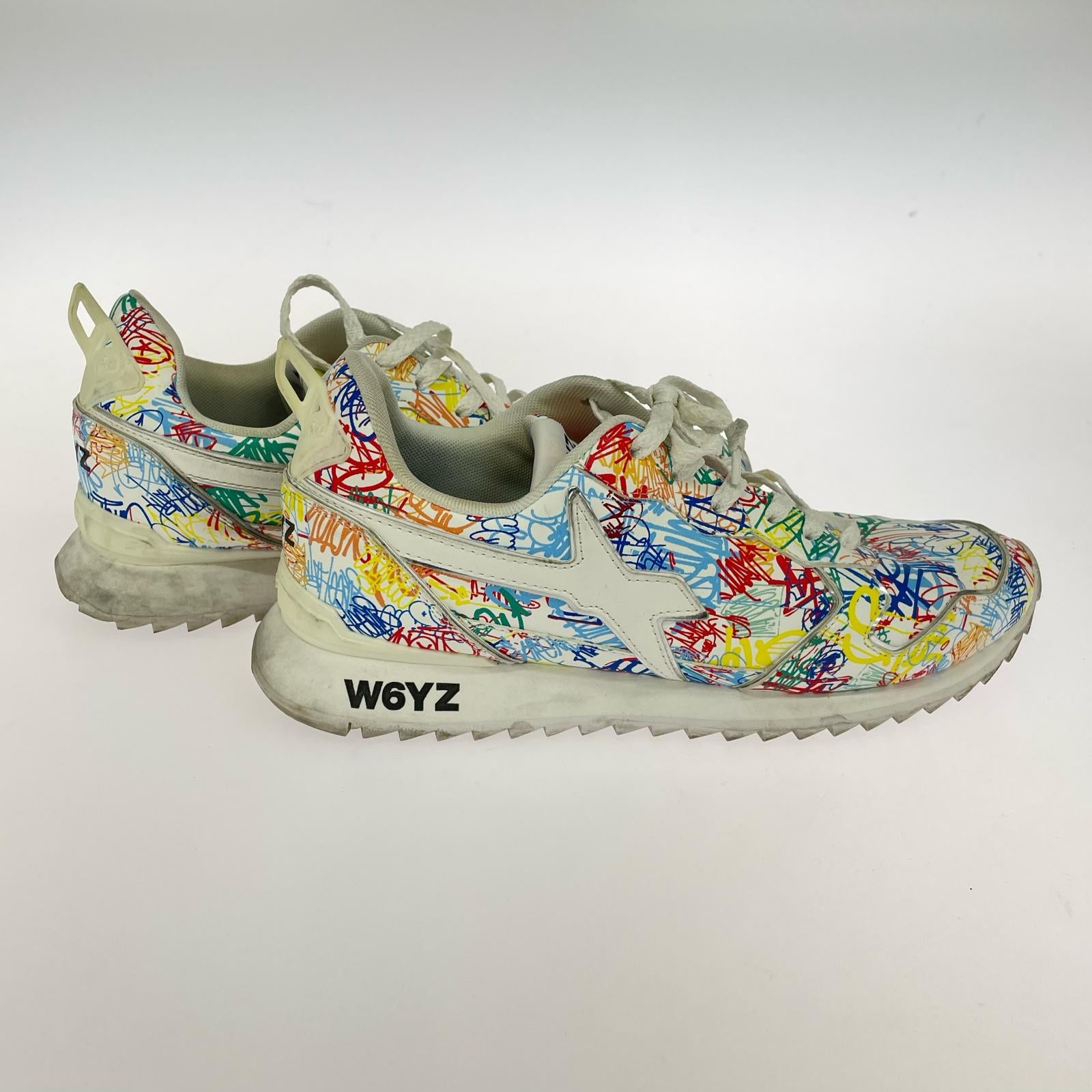 スニーカー W6YZ ペイントデザイン ホワイト US9.5 マルチカラー