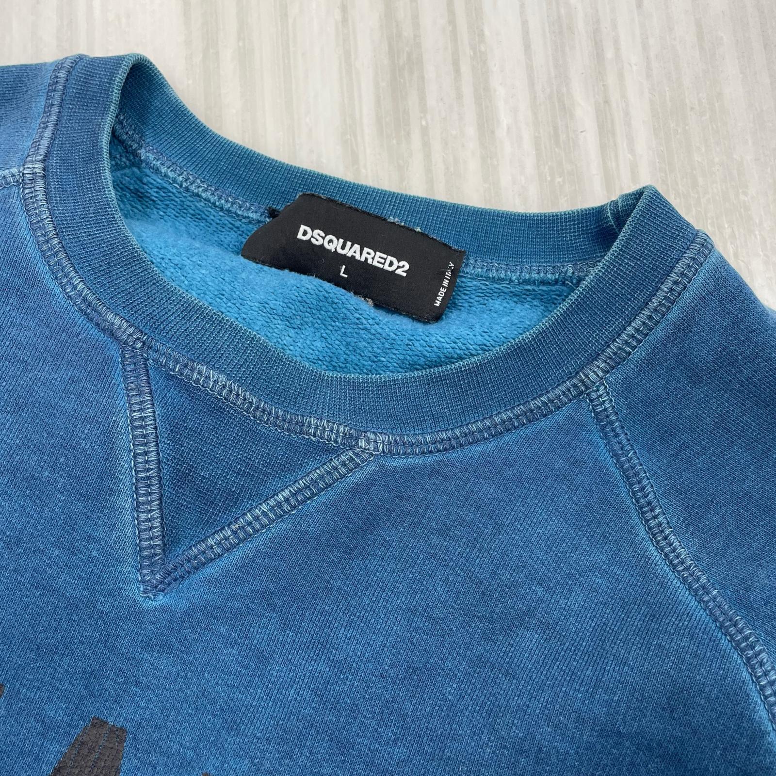 スウェット 16AW クラック加工 後染めスウェット L ブルー