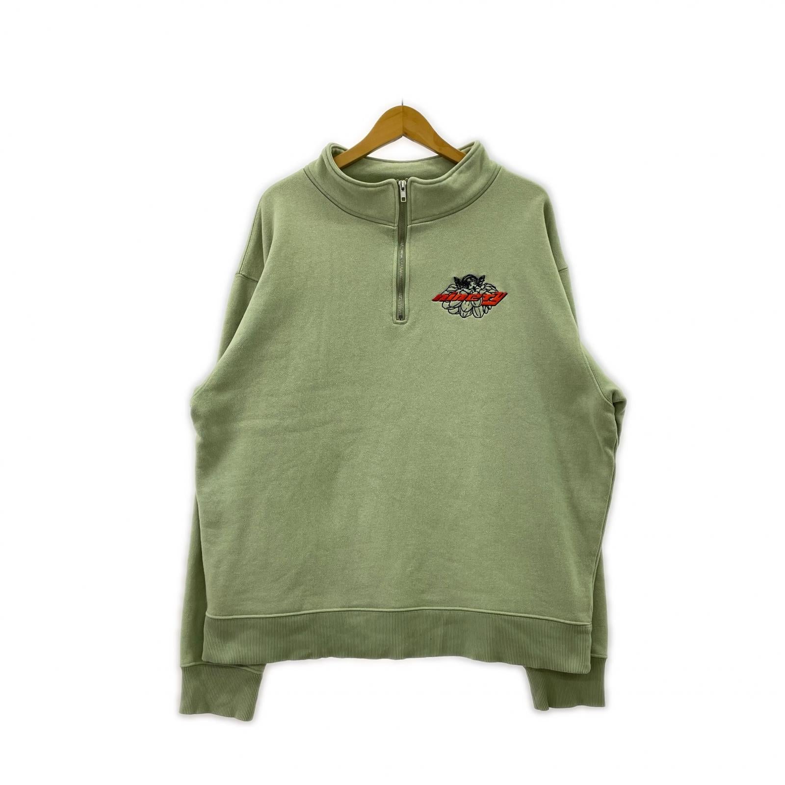 スウェット NINETY ハーフジップ 緑(XL) グリーン