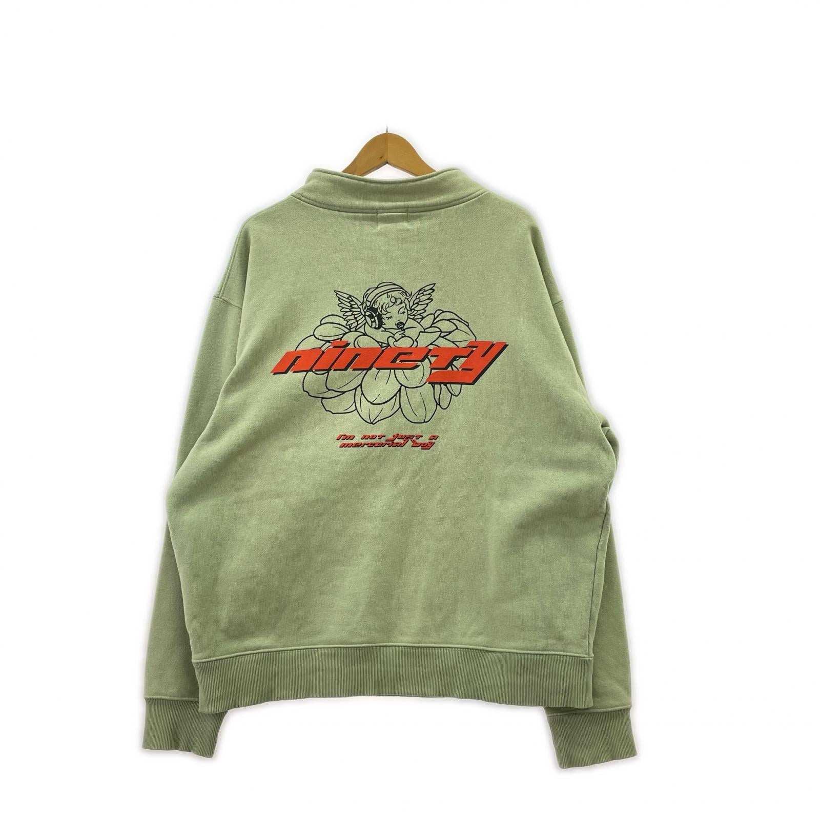 スウェット NINETY ハーフジップ 緑(XL) グリーン
