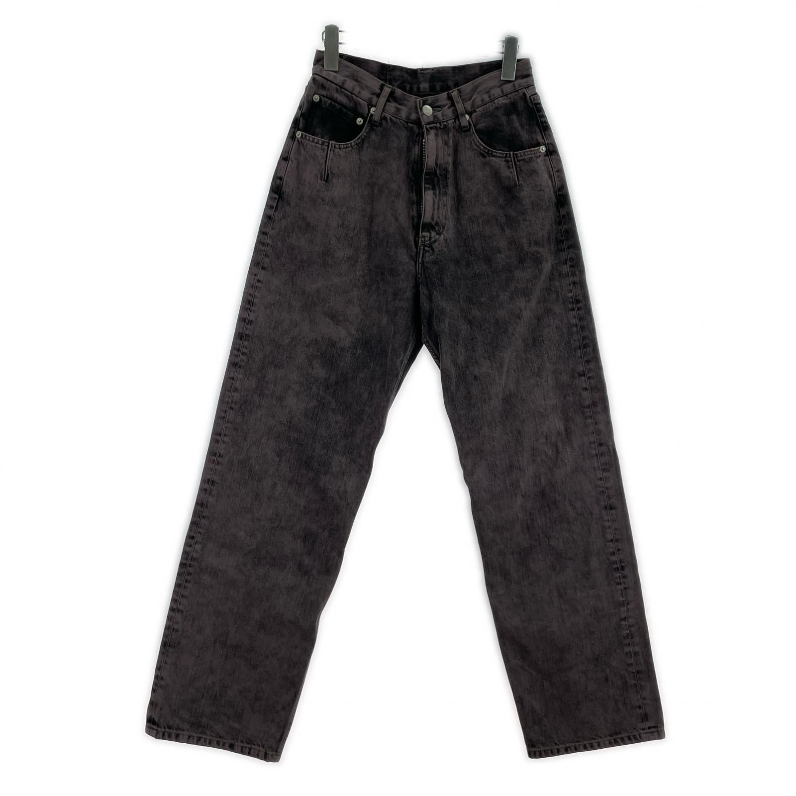 デニムパンツ BLEACHE DYE DENIM WIDE STRAIGHT 5P PANTS 1 パープル