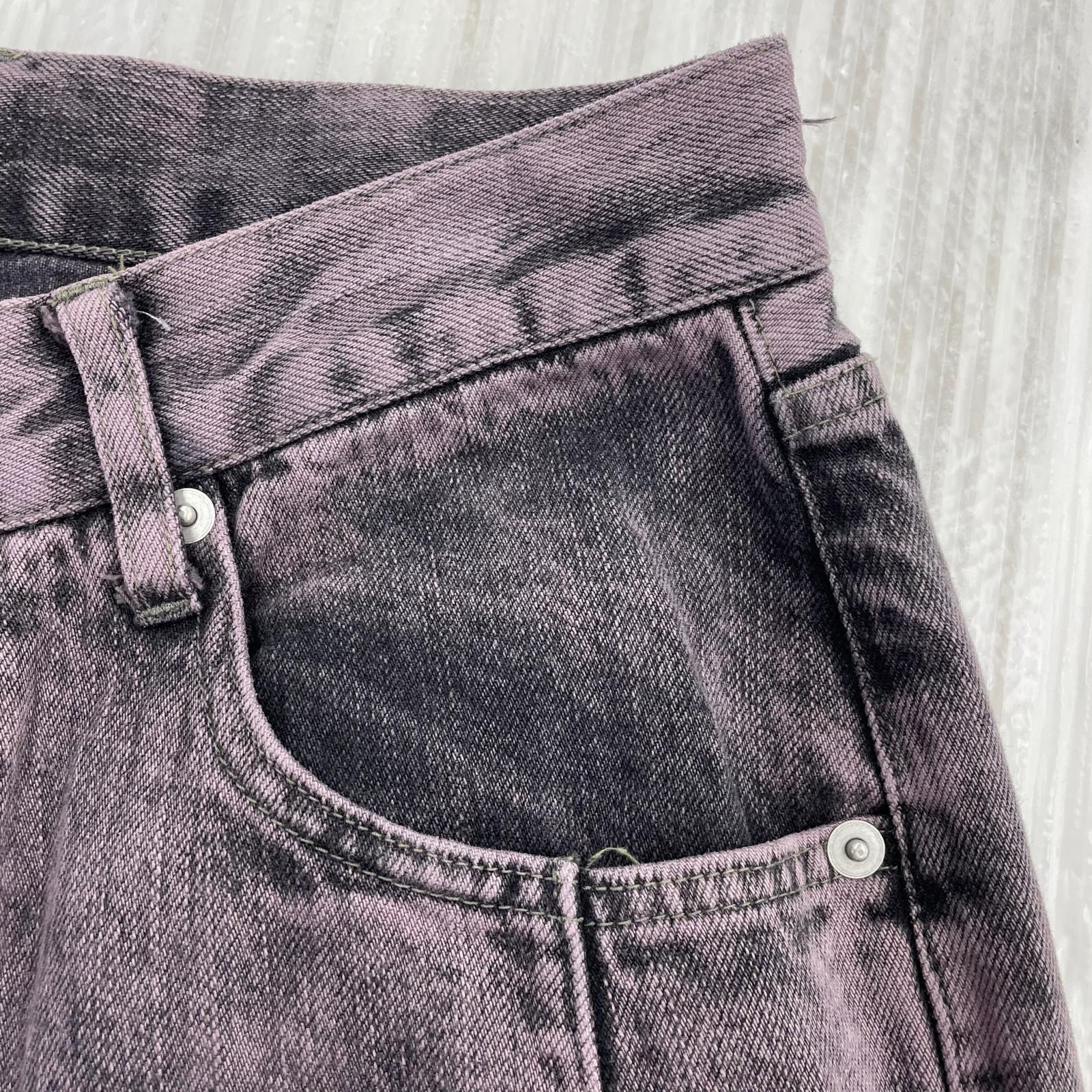 デニムパンツ BLEACHE DYE DENIM WIDE STRAIGHT 5P PANTS 1 パープル