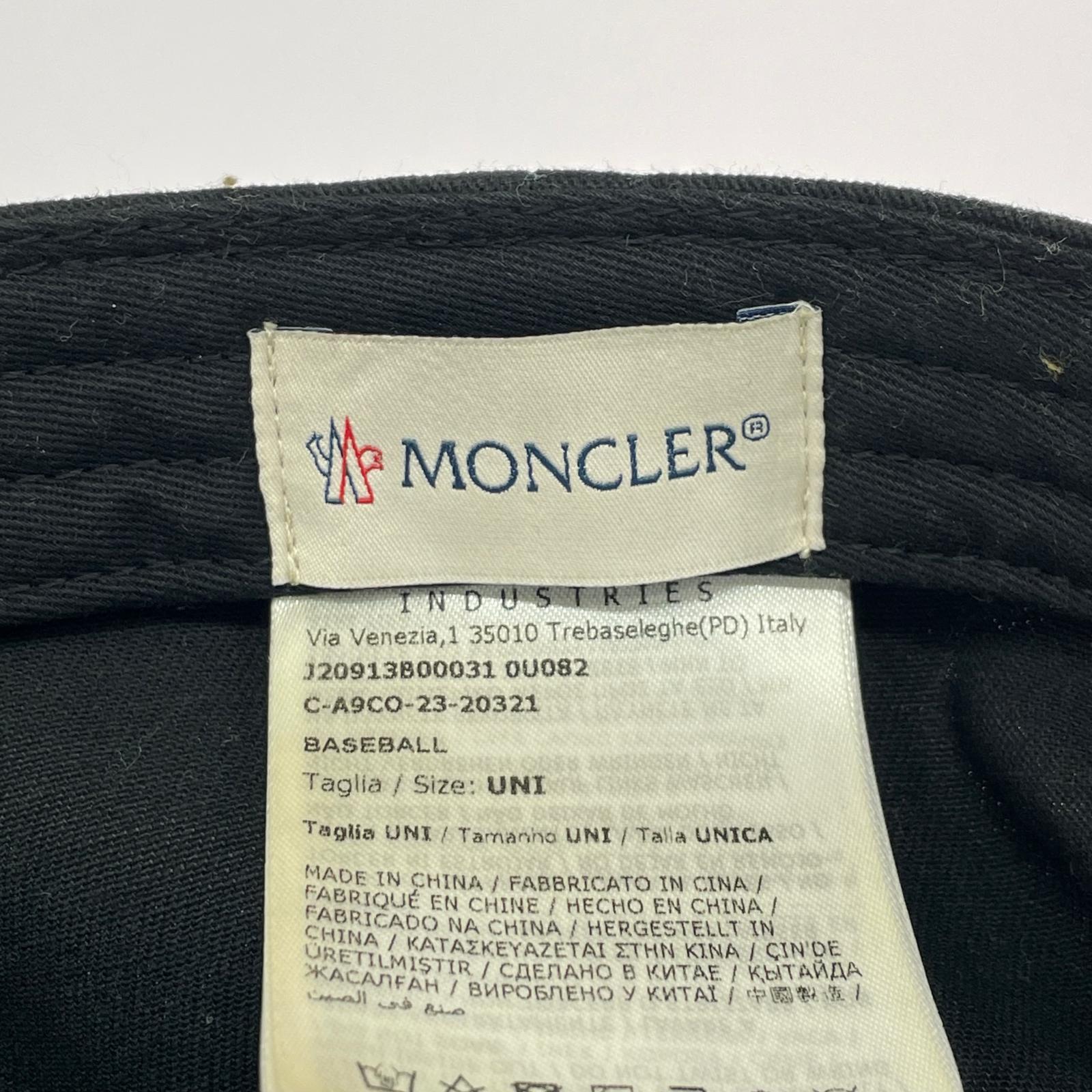 キャップ MONCLER BASEBALL レザーアイコンパッチ CAP 黒 ブラック