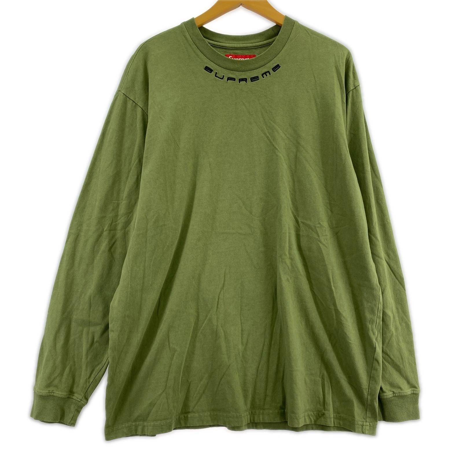 長袖Tシャツ Supreme Collar Logo L/S Tee L L カーキ
