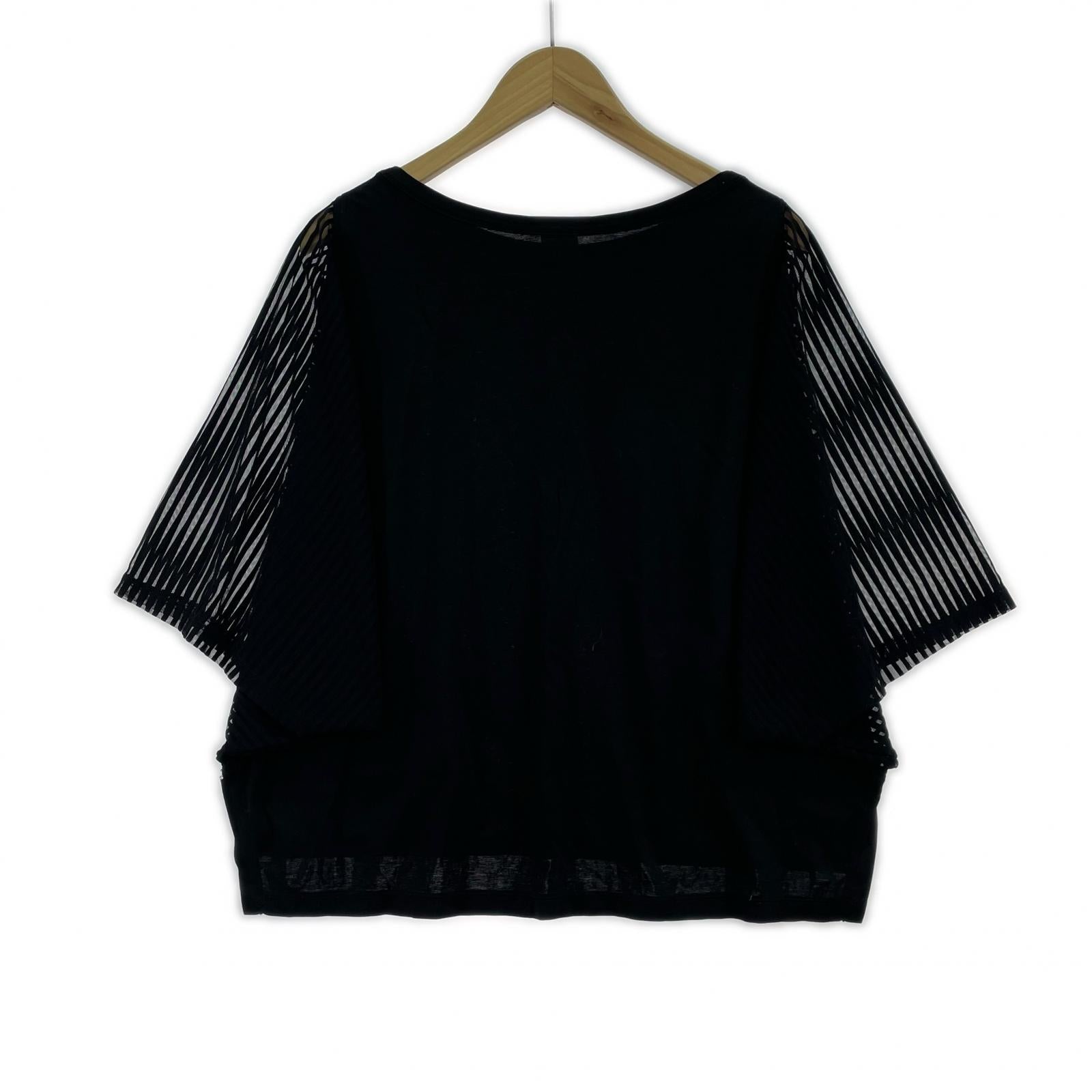 半袖Tシャツ 袖切替カットソー 黒