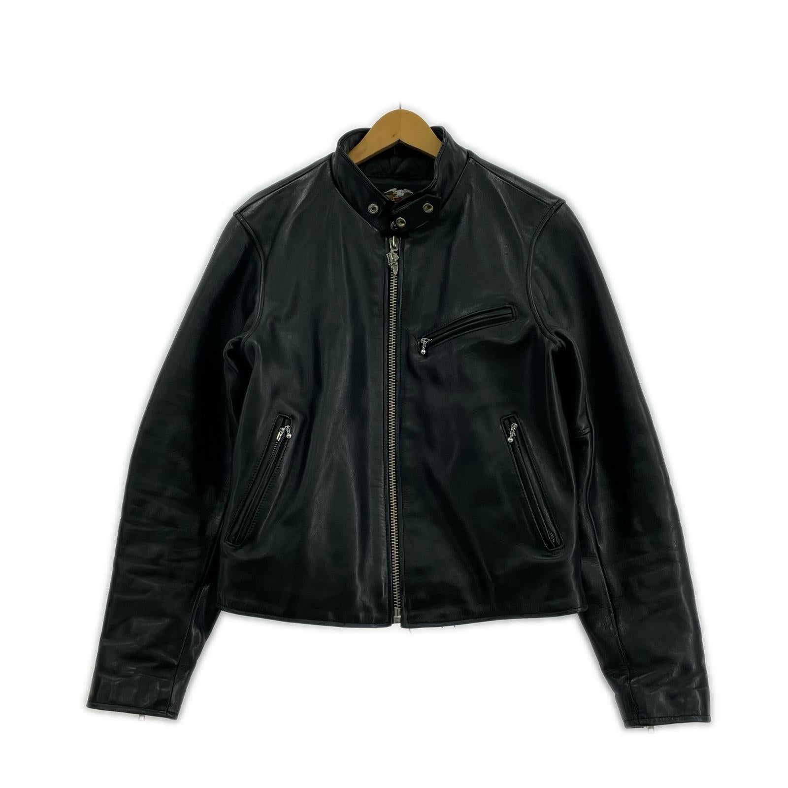 ライダースジャケット レザー シングルライダース M 黒