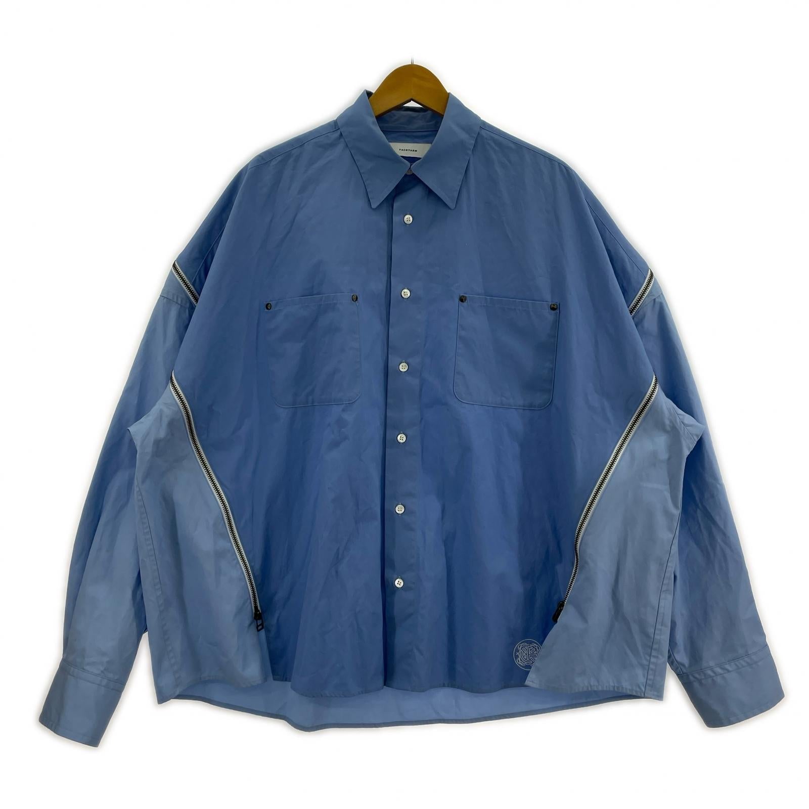 長袖シャツ ZIPPED PLAIN SHIRT 4 4 ブルー