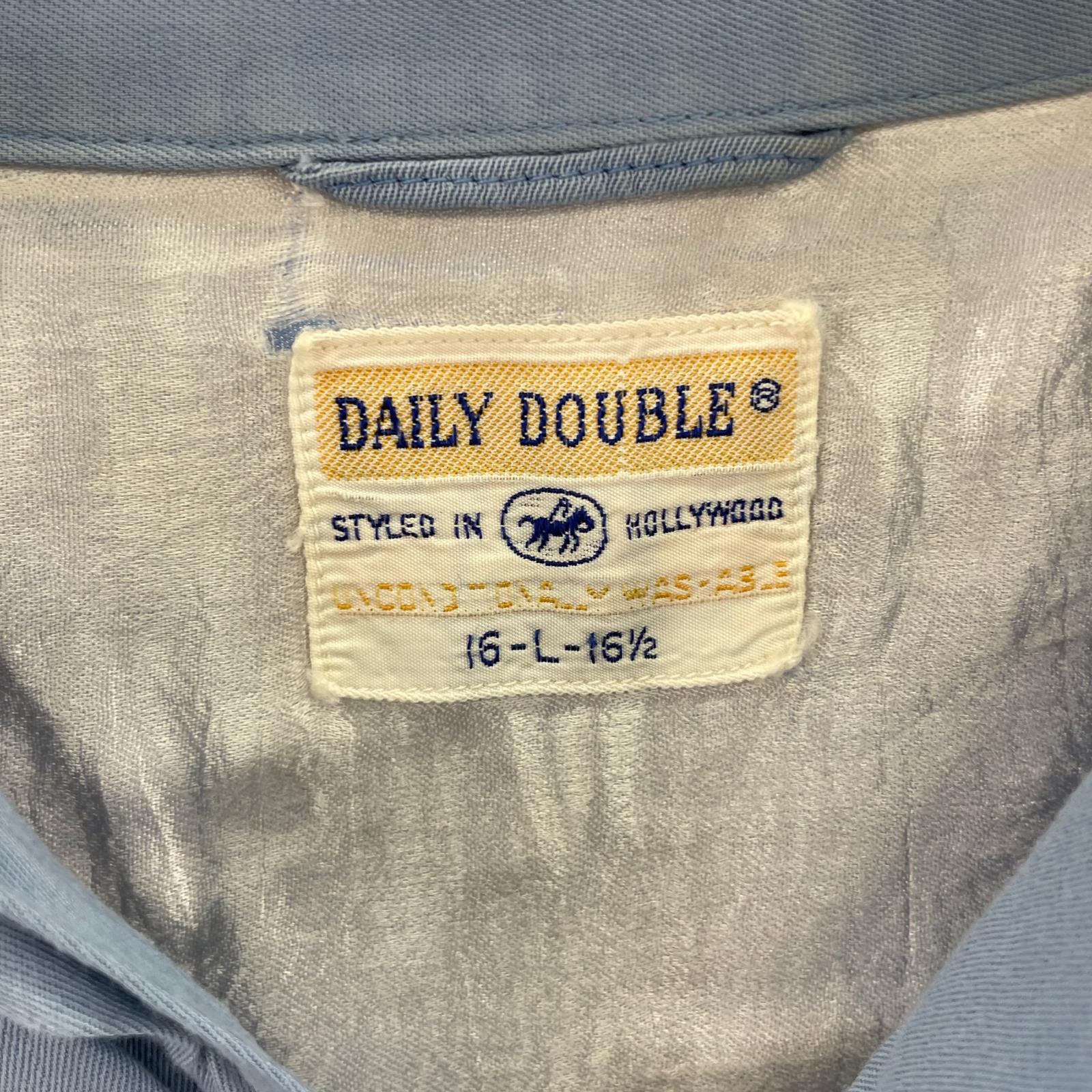 長袖シャツ 50s DAILY DOUBLE rayon gabardine L/S L ブルー