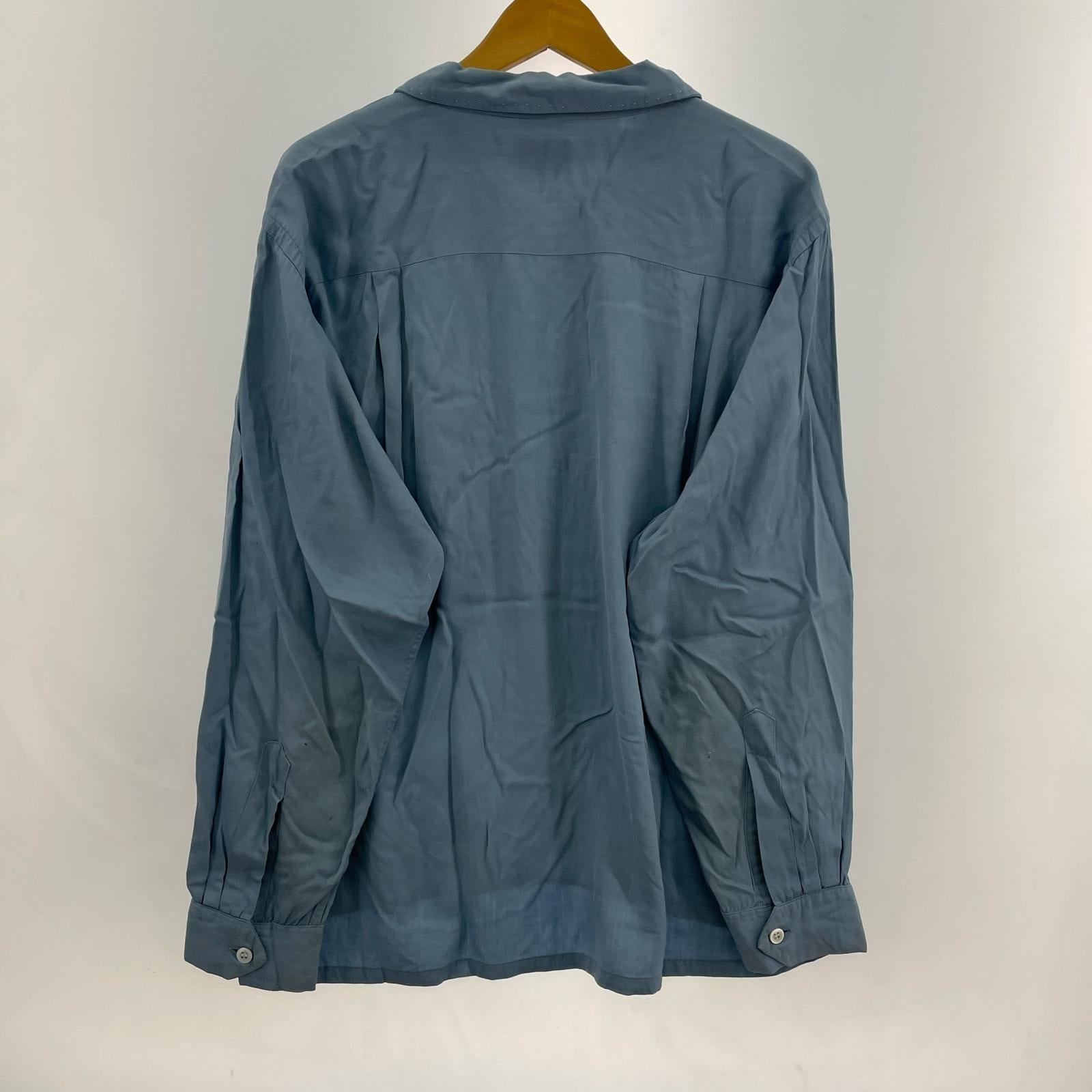 長袖シャツ 50s DAILY DOUBLE rayon gabardine L/S L ブルー