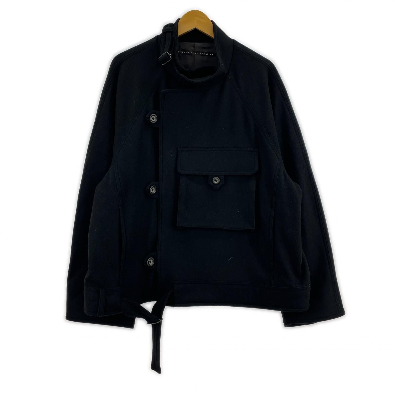 ジャケット MELTON FABRIC MOTORCYCLE JACKET 0 ブラック