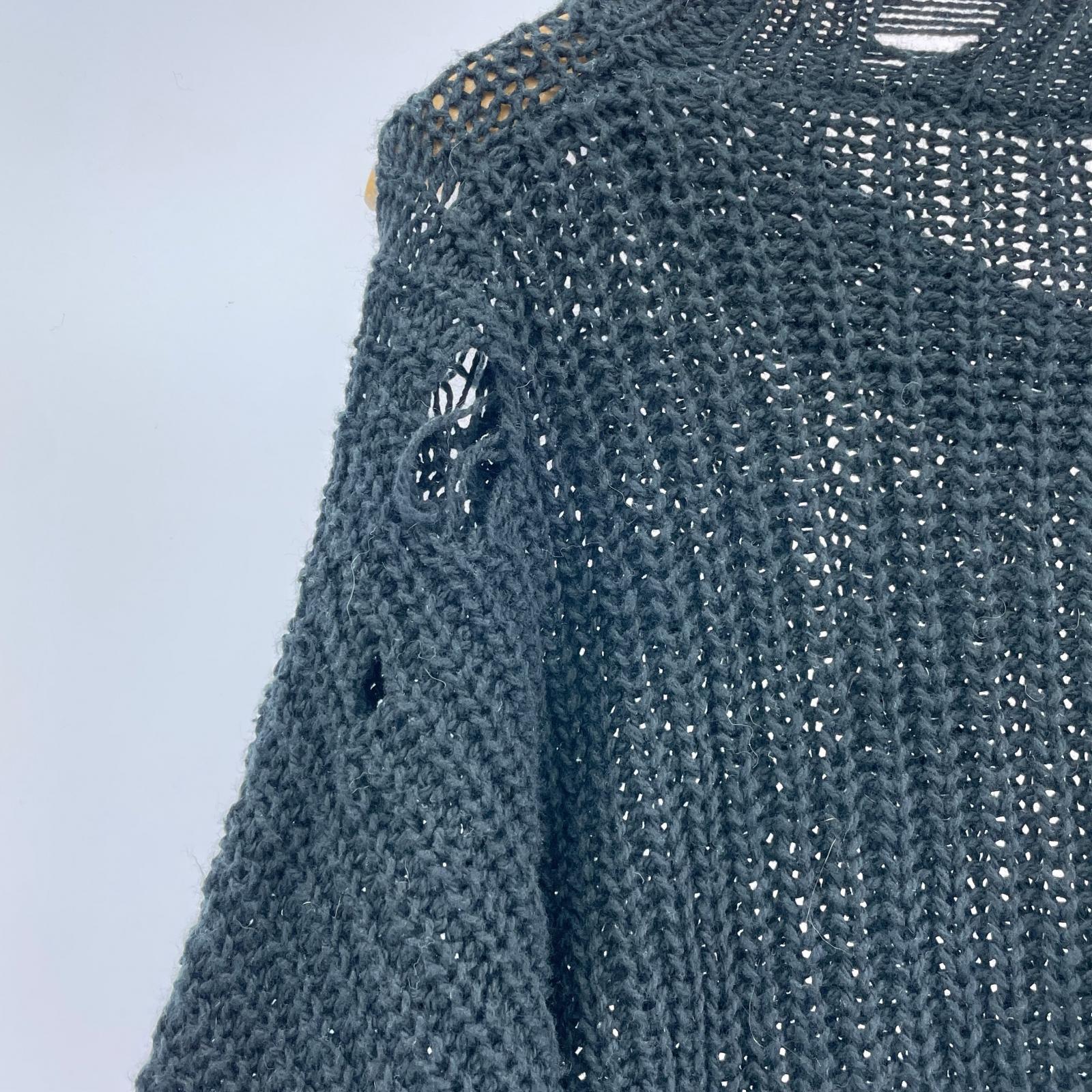 ニット KAMIYA 24SS BORO COTTON KNIT PULLOVER L ブラック