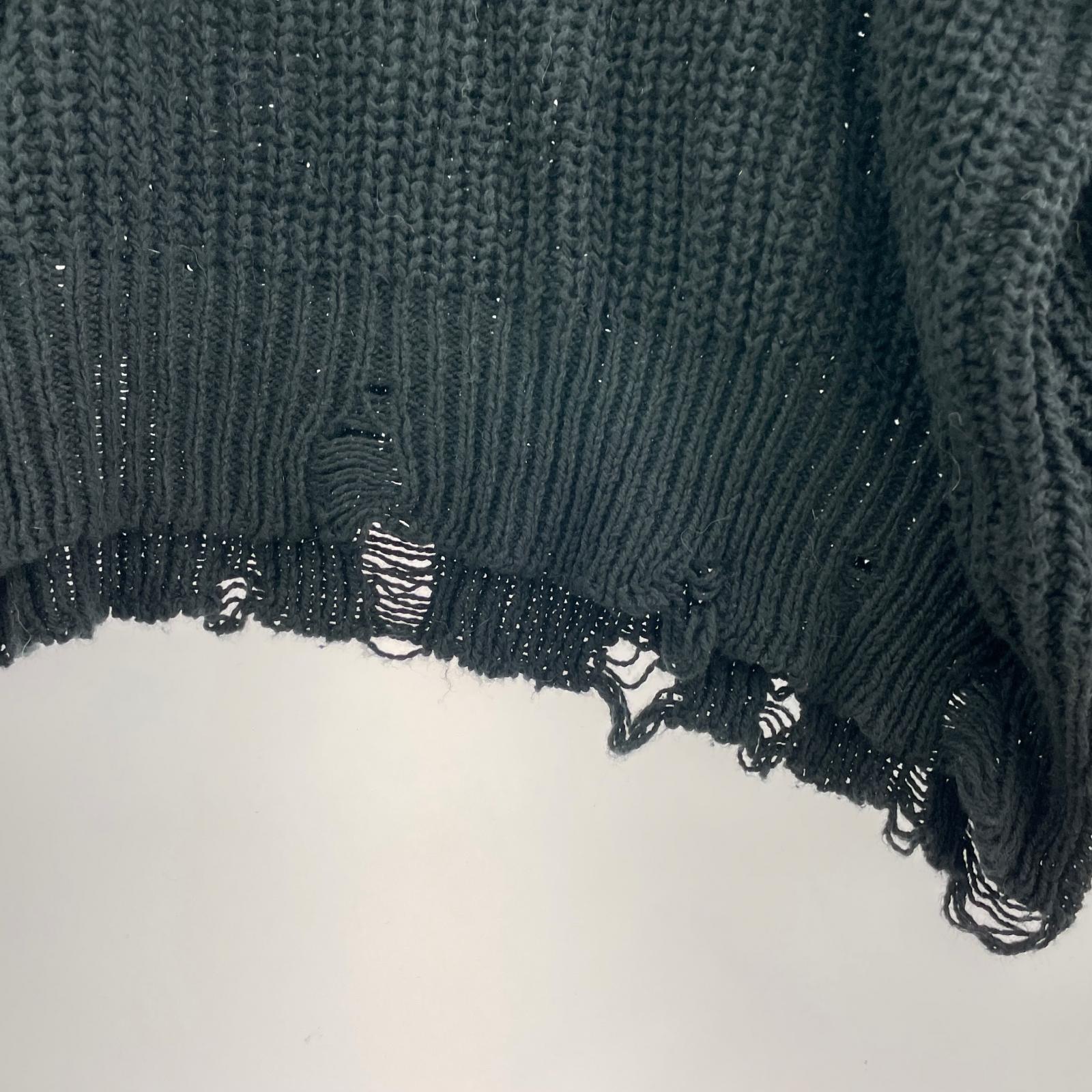 ニット KAMIYA 24SS BORO COTTON KNIT PULLOVER L ブラック