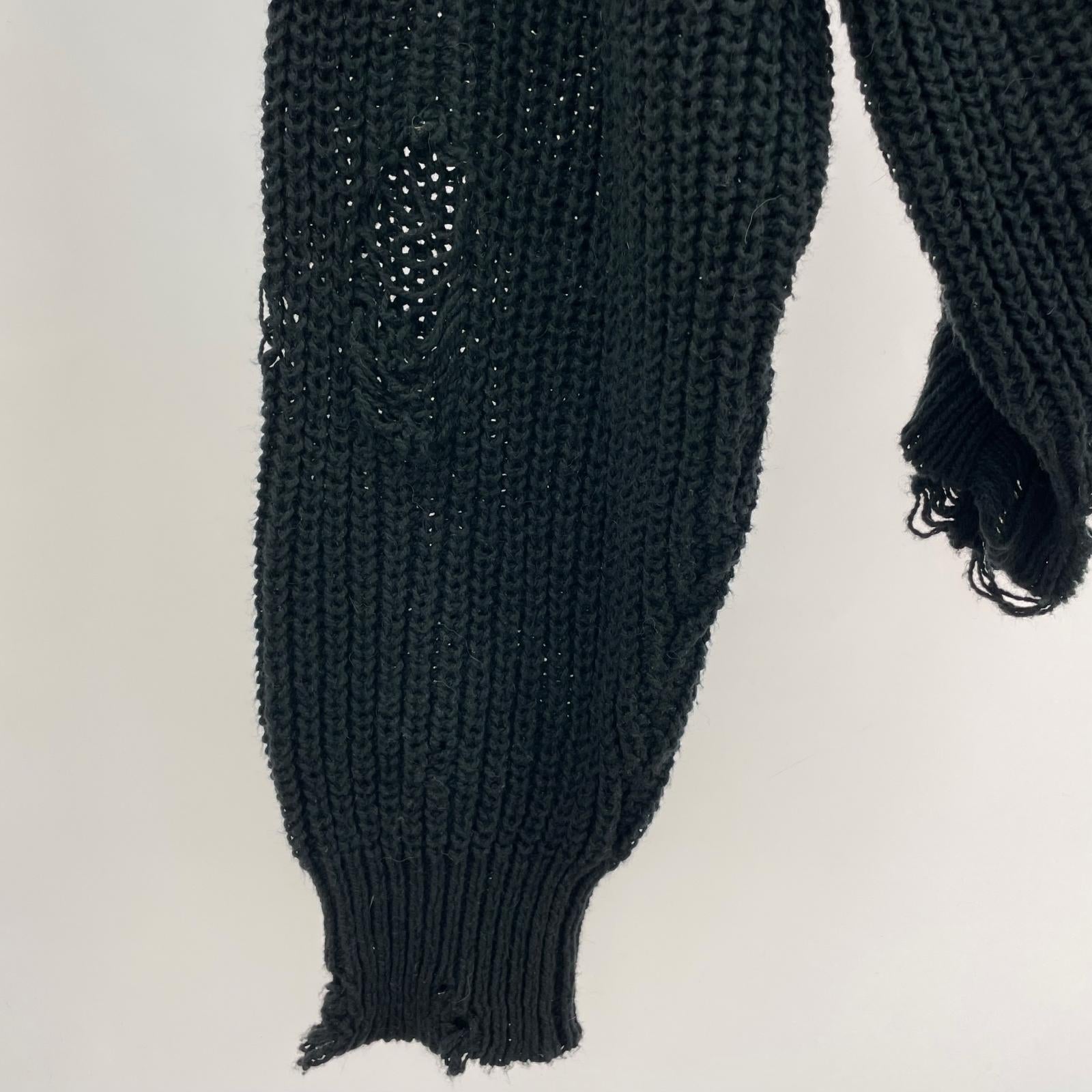 ニット KAMIYA 24SS BORO COTTON KNIT PULLOVER L ブラック