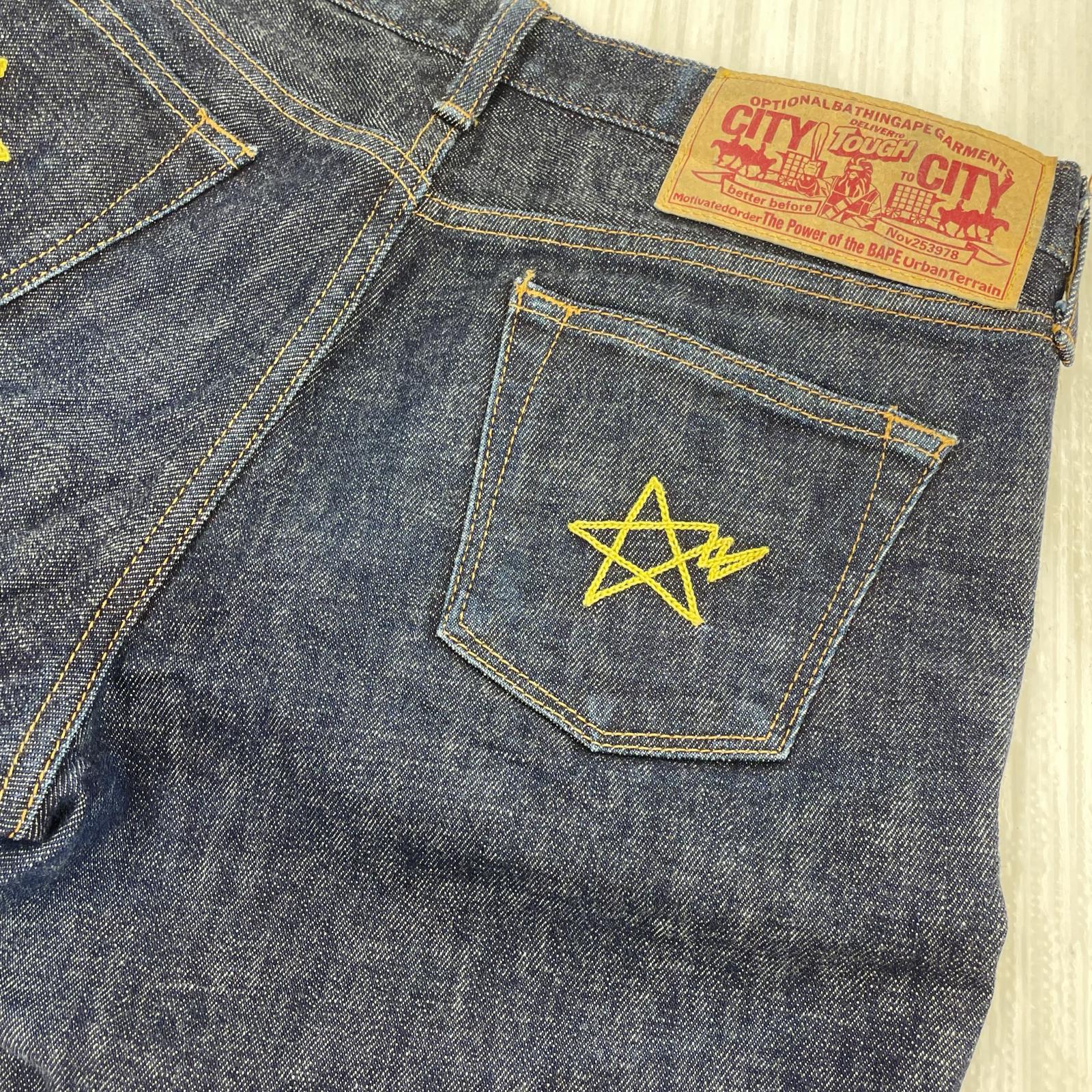 ショートパンツ デニム 星刺繍 W29 S ネイビー