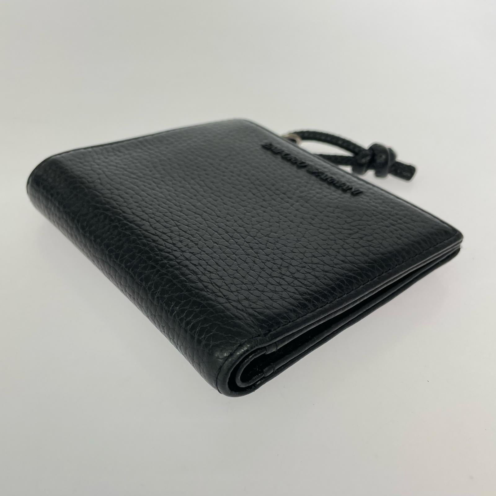 コンパクトウォレット EMPORIO ARMANI 二つ折り レザー 黒 ブラック