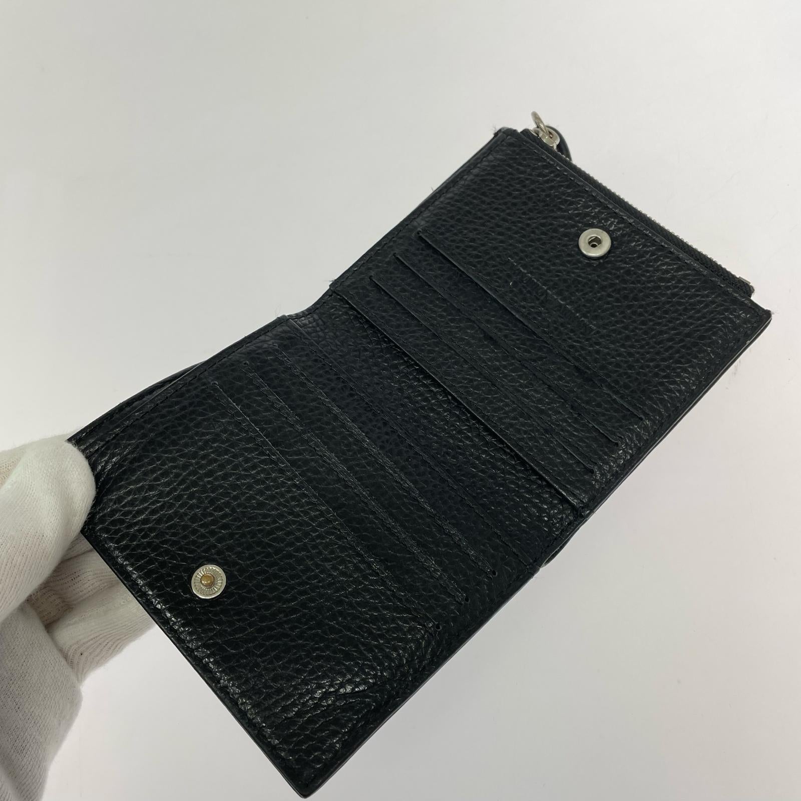 コンパクトウォレット EMPORIO ARMANI 二つ折り レザー 黒 ブラック