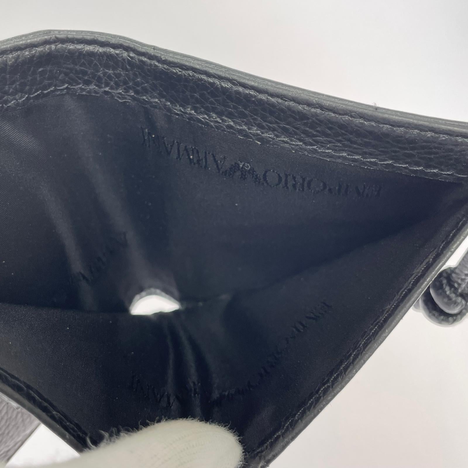 コンパクトウォレット EMPORIO ARMANI 二つ折り レザー 黒 ブラック